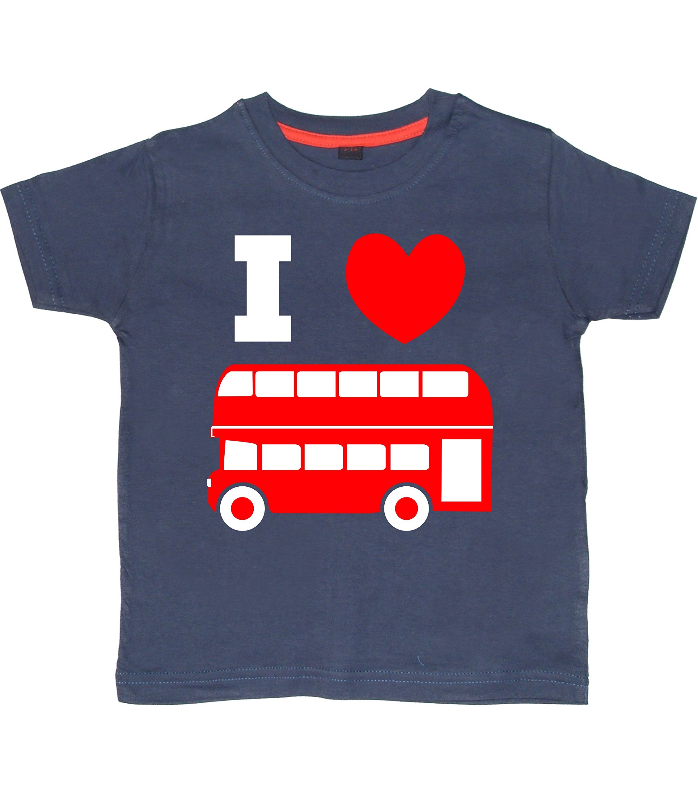 Edward Sinclair | 2-3 Years | I Love Buses | Navy | Children's T-Shirt | red & White Print