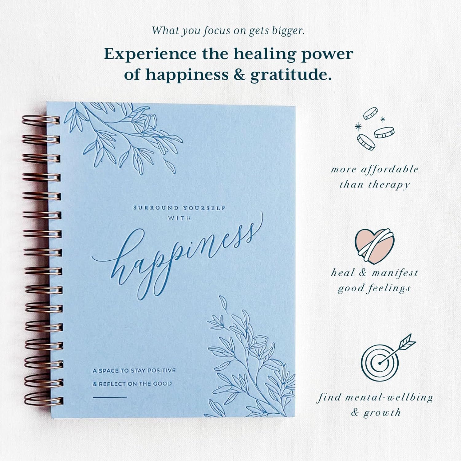 Happiness Guided Journal for Women; Manifest Personal Growth in 5 Minutes A Day; Chai Latte Surround Yourself with Happiness Journal with Daily Prompts; Mental Health Wellness Diary