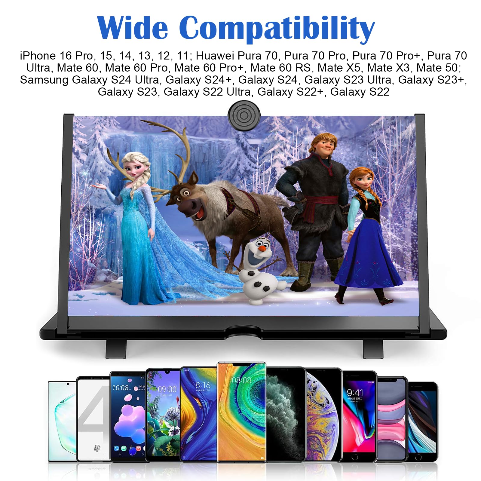 18 Pouces Agrandisseur Ecran Telephone – 3D HD Loupe pour Telephone Portable, Anti-Lumière Bleue, pour Regarder des Vidéos, Tous Les Smartphones (Noir)