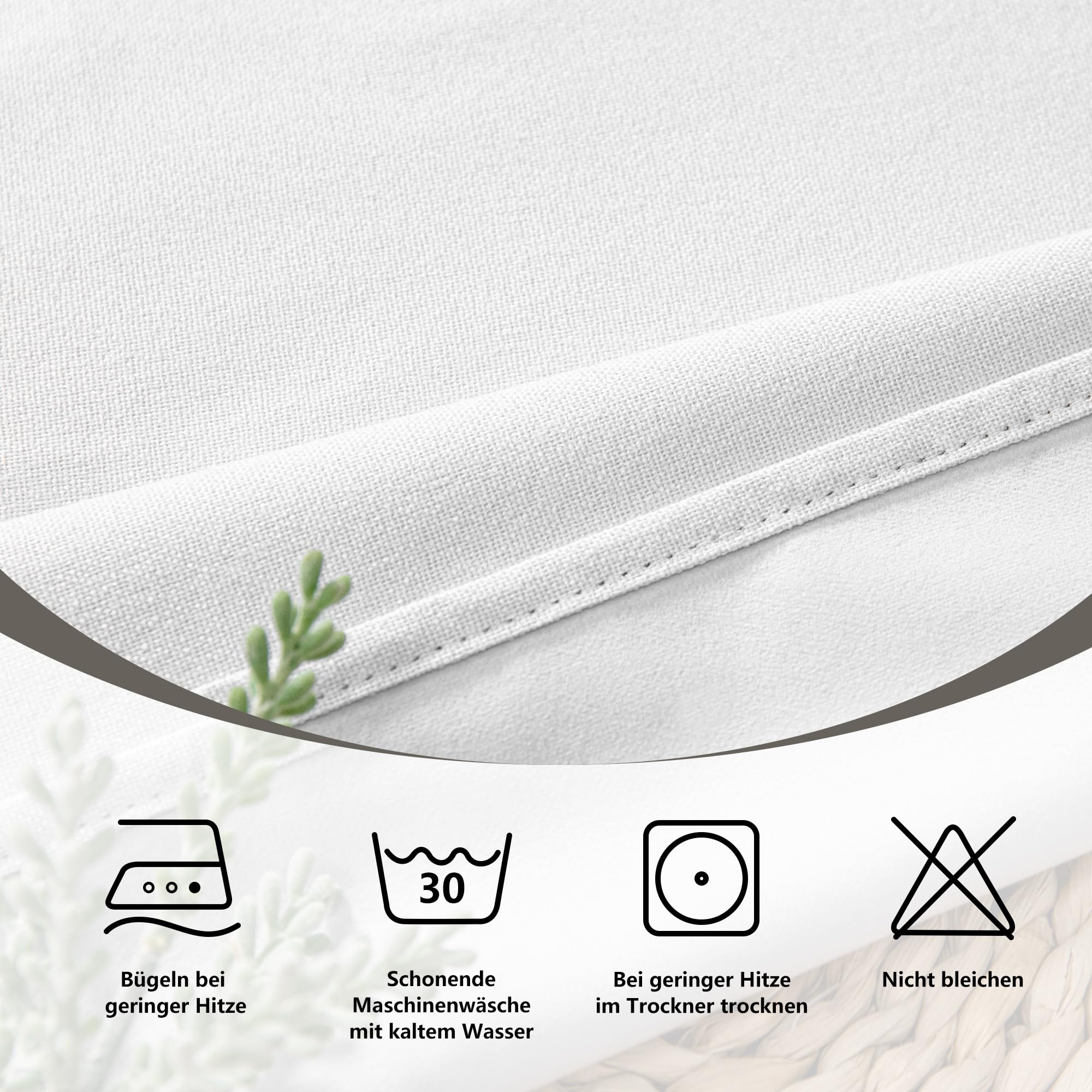 MYSKY HOME Rideau Occultant Blanc Court 140x160(LxH) Rideaux Lin 30% Opaque à Oeillets Anti Froid Draperies Chaleur pour Chambre Salon Maison, Decoration Curtains Lot de 2