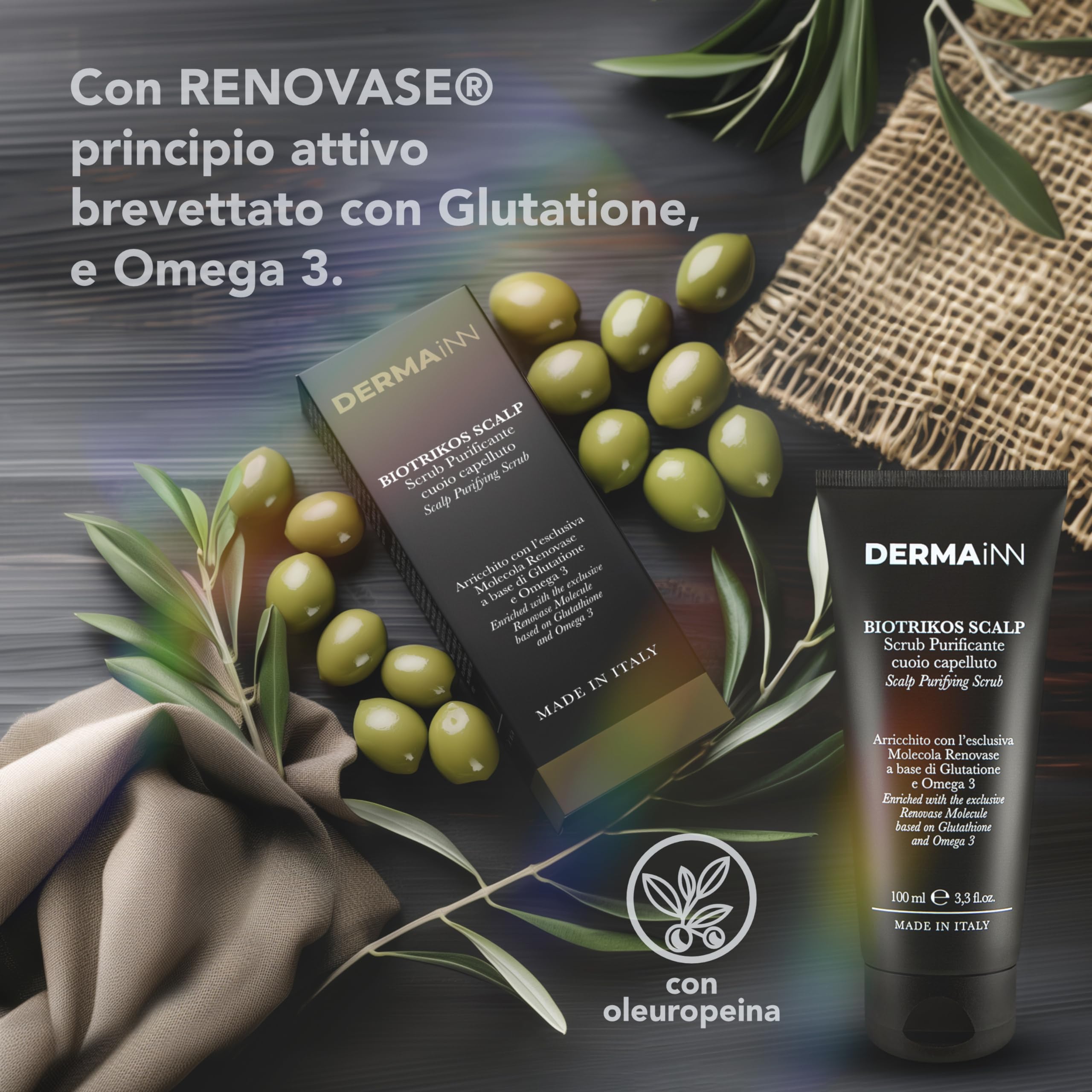 Biotrikos Scalp Scrub Purificante Per il Cuoio Capelluto Con Glutatione e Oleuropeina Scrub Capelli, Scrub Cuoio Capelluto, Peeling Cuoio Capelluto, Co Wash - Scrub Capelli Grassi, Scrub Cute Capelli
