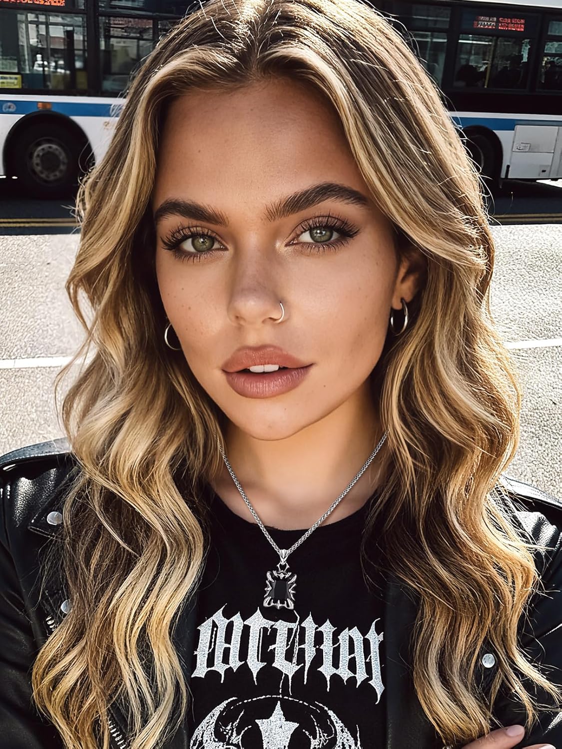 Bandmax Gothic Stone Pendant Necklaces for Men Women Stainless Steel Dragon Claw Ruby/Blue Topaz/Emerald/Black Onyx Gemstone Pendant Goth Punk Designer Necklace Halloween Jewelry - Image 6