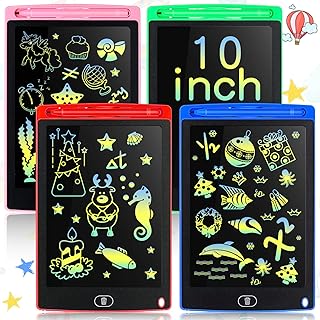 4 Pieces 10 Inch LCD Writing Tablet Doodle Board Electronic Toy Colorful Screen Doodle Drawing Pad for Kids Erasable Reusable Drawing Tablets Educational Learning Toy for Boys Girls (Black Frame)