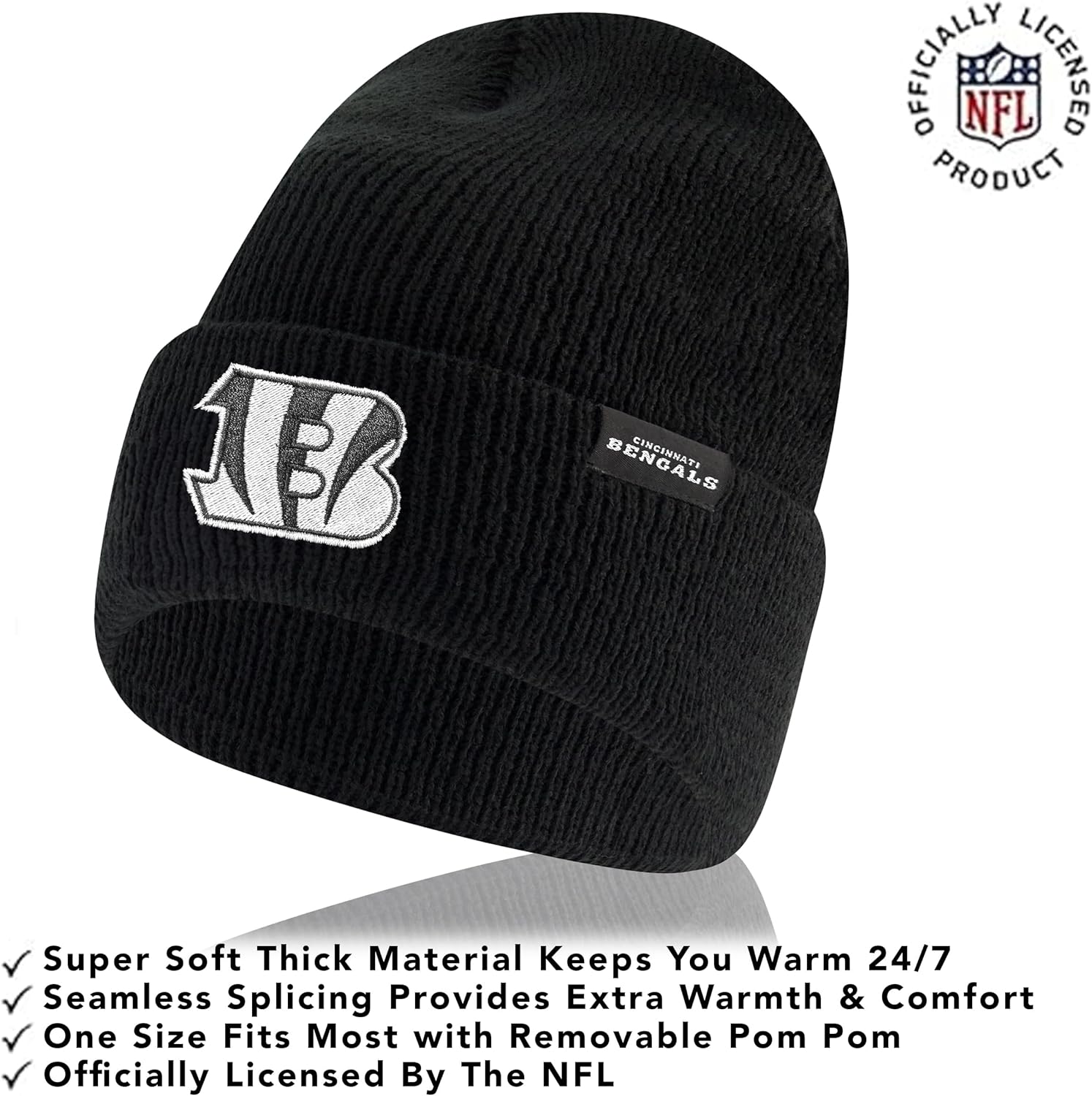 Ultra Game NFL unisex-adult Super Soft Marled Winter Beanie Knit Hat With Extra Warm Touch Screen Gloves