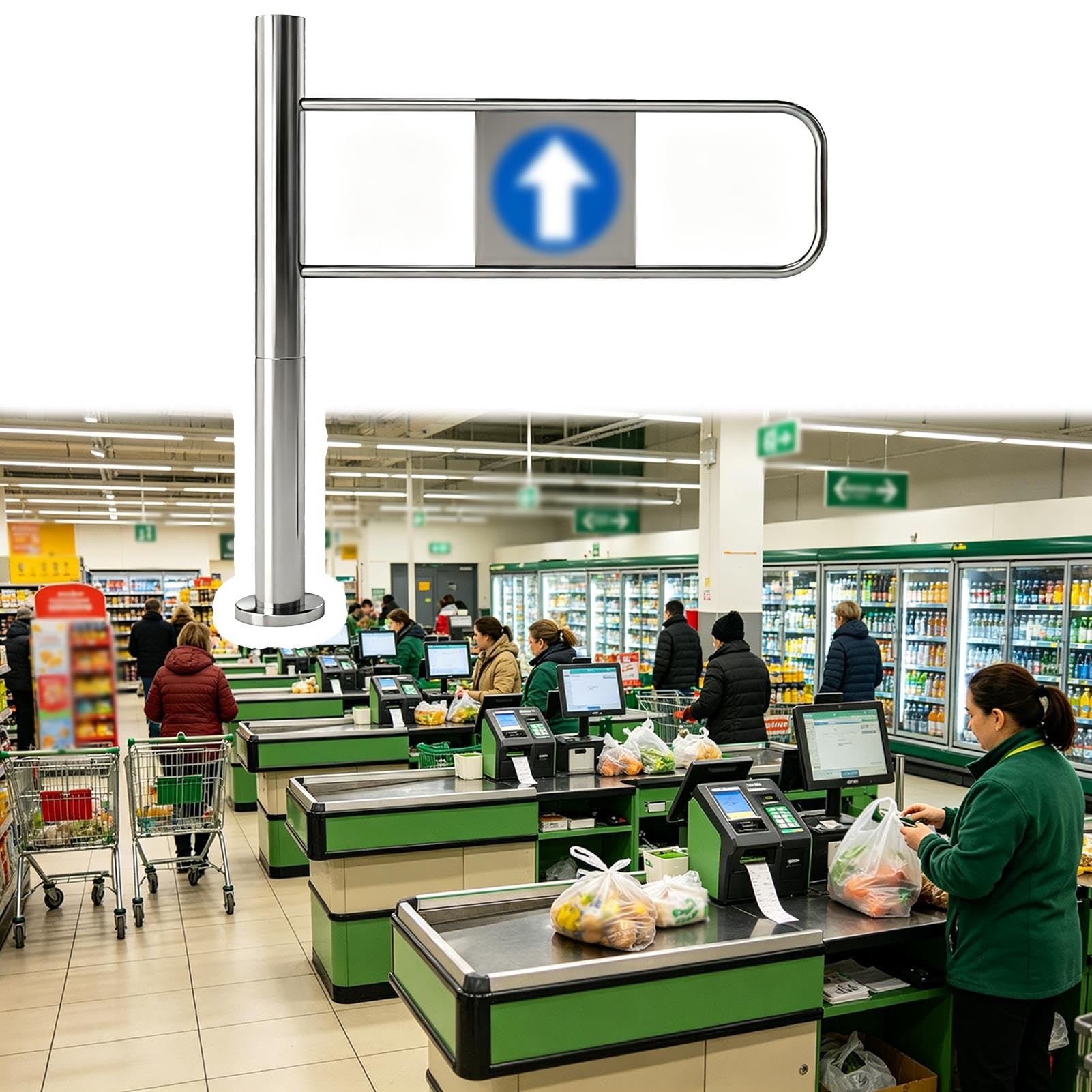 Brama Wejściowa Skrzydłowa Bramka Zabezpieczająca Kasy Supermarketu