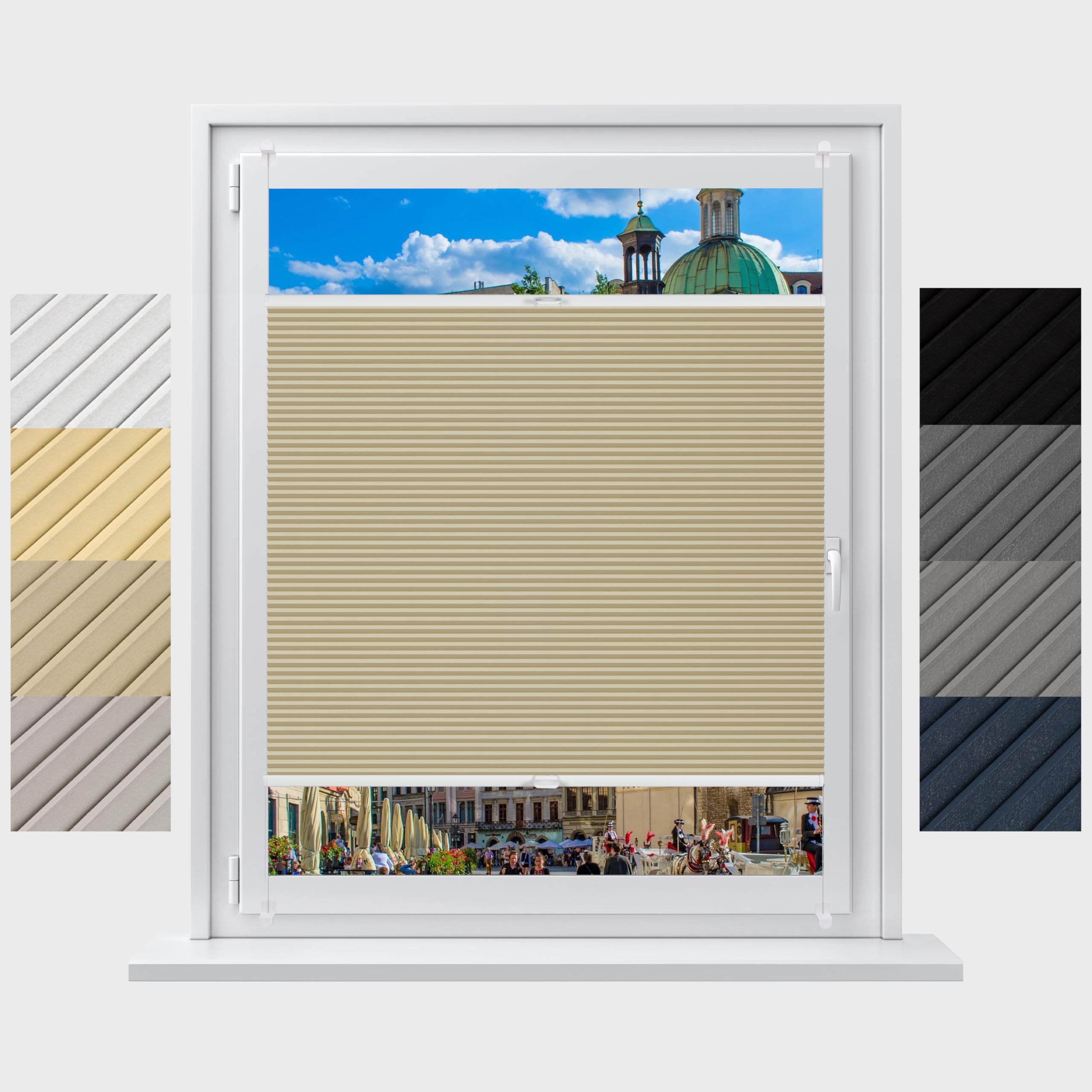 Concept Blinds Honeycomb Blackout Pleated Blinds - Custom Made Pleated Shades- No Drill, Easy Fit - Opaque & Light Blocking - 30-170cm Wide x 20-240cm Drop - Made to Measure Window Shades
