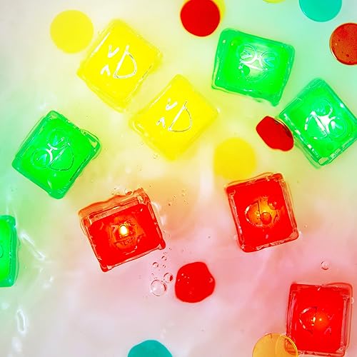 Miniatura 3 de Glo Pals Paquete de cubos iluminados activados por agua para juegos sensoriales (listos, listos, brillantes, rojo, amarillo + verde)