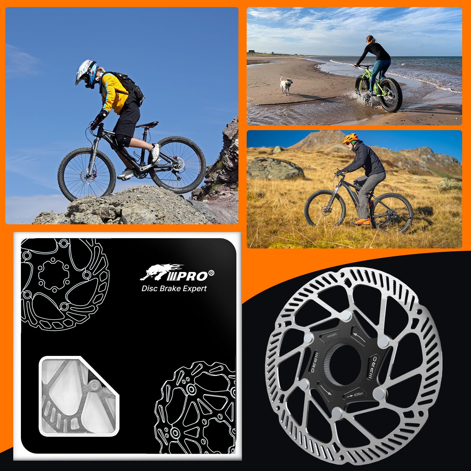 RACEDUEL SM-RT56 - Rotor de freno de disco de bicicleta de 160 mm y 180 mm con 6 pernos, rotores de bicicleta de acero inoxidable, apto para bicicleta de carretera, bicicleta de montaña, BMX MTB