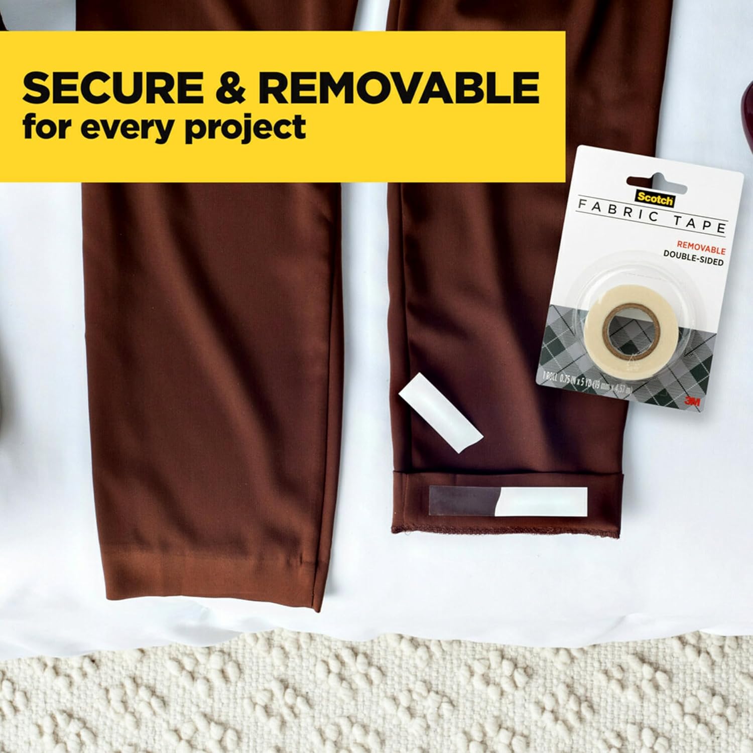 Scotch Removable Fabric Tape, 3/4 in x 180 in, 1/Pack, Removable and Double Sided (FTR-1-CFT) - 6 Pack, 6 Count