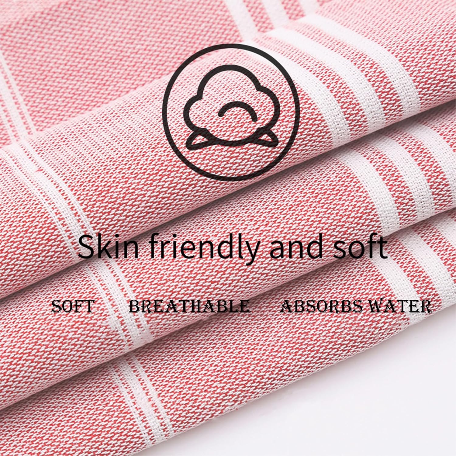 1pcs Turkish Towel Poncho Turkish Cotton Surf Poncho Changing Towels Swim Robe with Pocket Swim Cover Up Wearable Towel Hooded Beach Towel for Adult Man Women Beach Pool (Pink, M) - Image 6