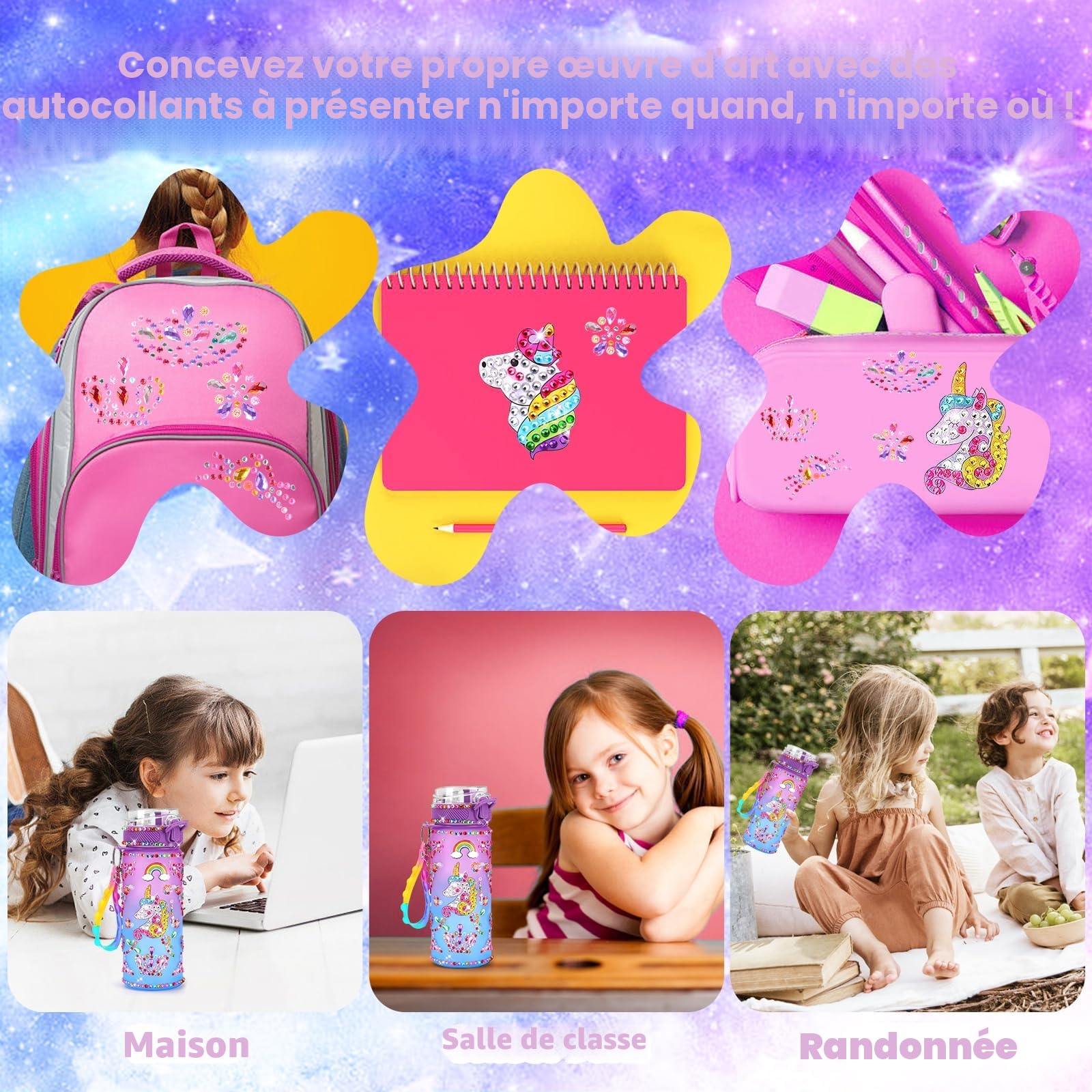Licorne Gourde Isotherme Bouteille DIY Kit Créatif Enfant 6-10 Ans Cadeau Noël Extérieur