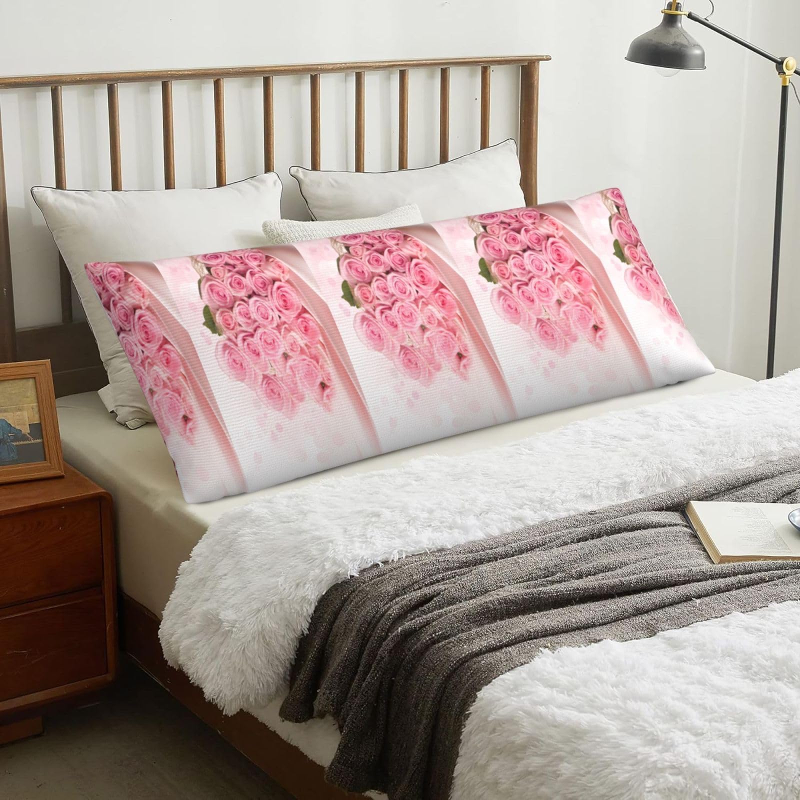 Rose, Body Pillow Cover with Zipper,Long Body Pillowcase 20 x 60 in