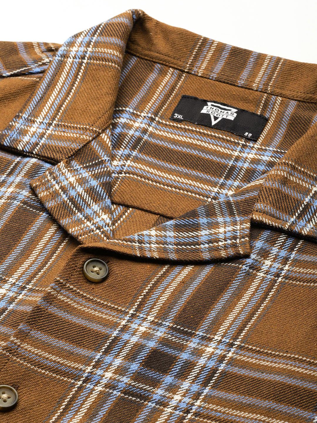 Thomas Scott Hombre | Talla grande | Estampado a cuadros | Tejido de algodón | Camisa - Ajuste regular | Manga corta