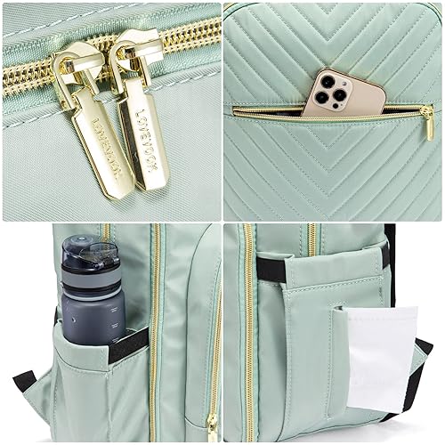 Miniatura 7 de LOVEVOOK Mochila para pañales, bolsa de bebé acolchada con cambiador y soporte para chupete, bolsas de pañales de viaje impermeables para bebés