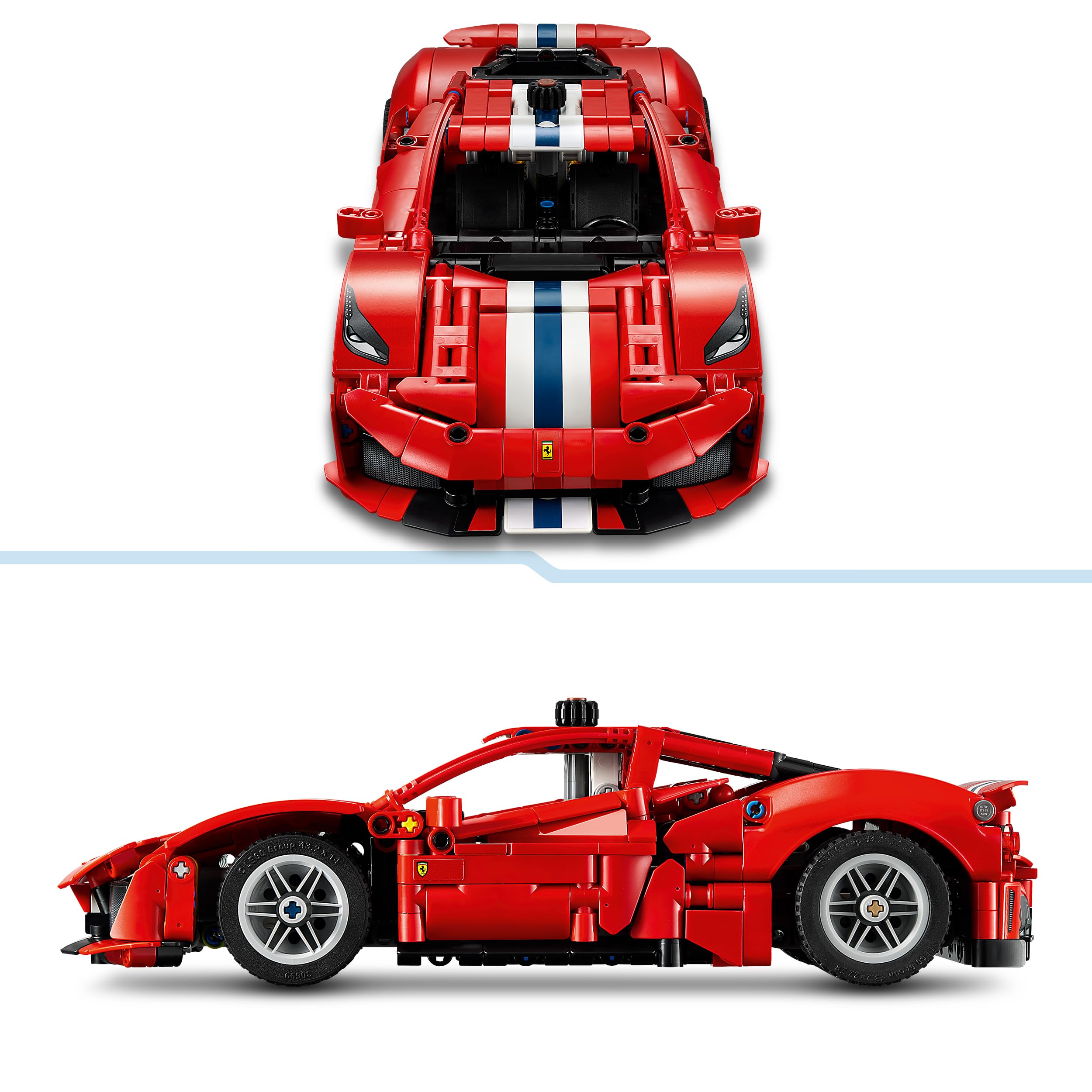 LEGO Technic Ferrari 488 Pista Auto - Bauspielzeug für Kinder ab 9 Jahren - Ferrari-Merch - Rennauto mit Lenkung, Differential und V8-Motor mit beweglichen Kolben - 42235