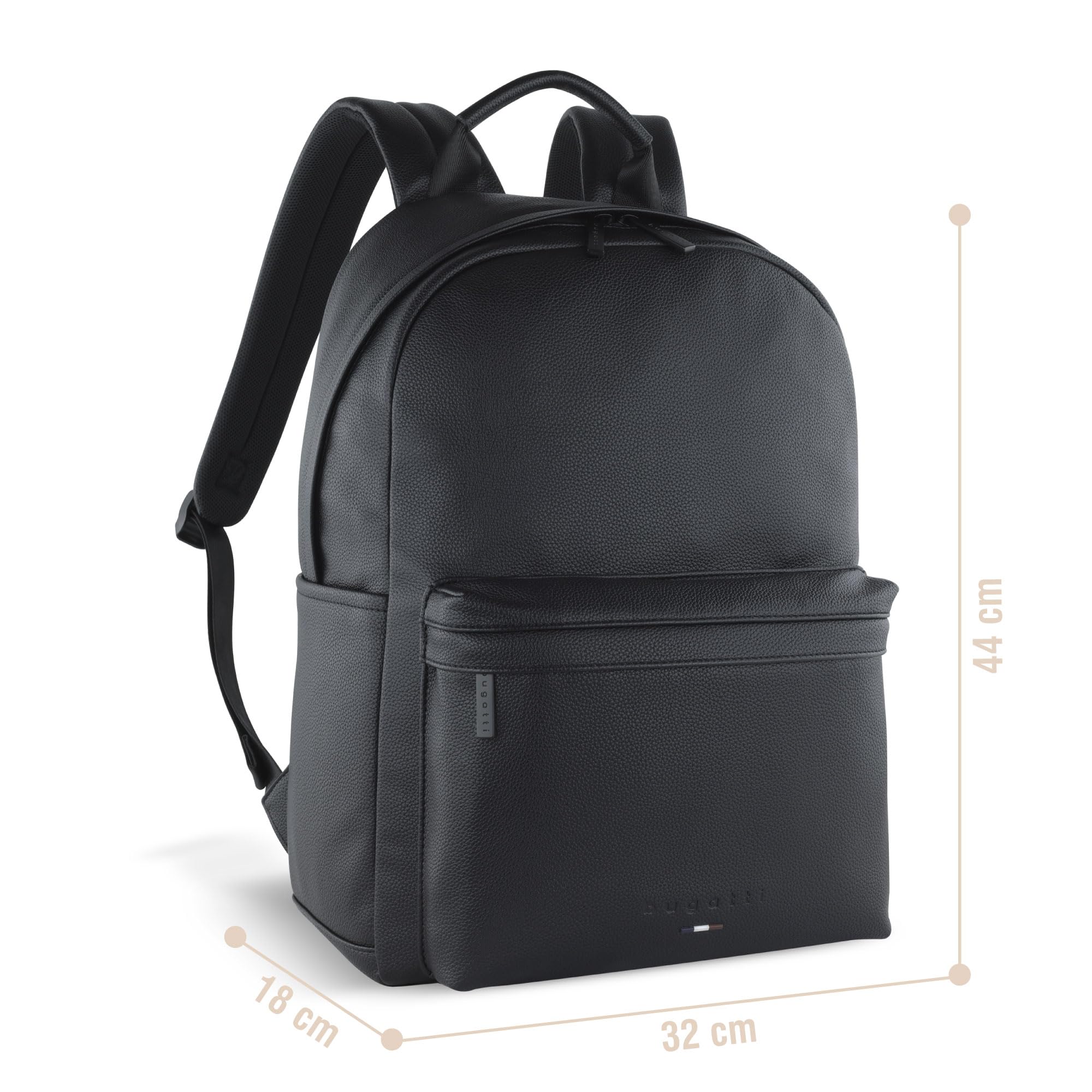 bugatti Rico Mochila de negocios, mochila de cuero sintético con compartimento para portátil de hasta 15", negro
