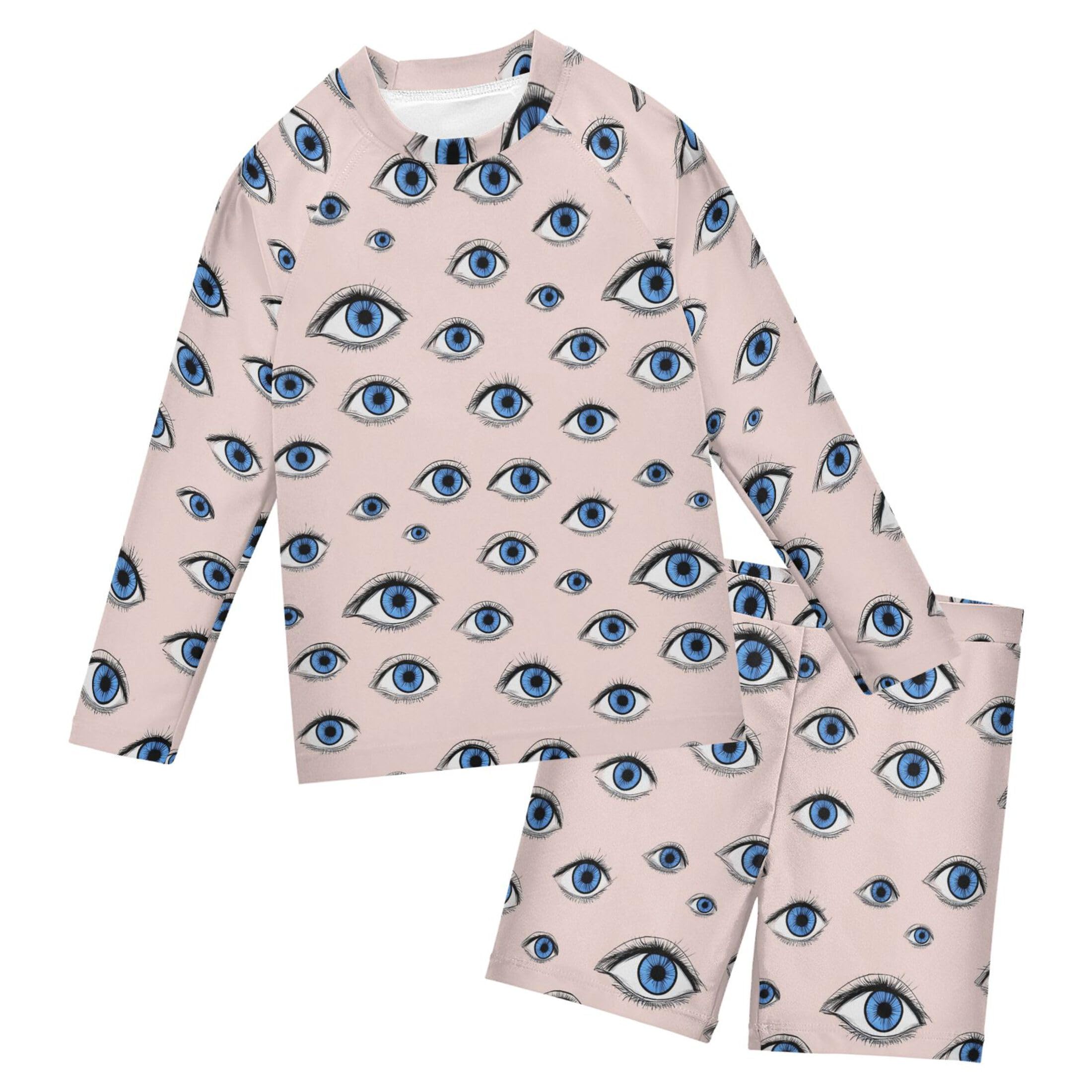 Funny Eyeballs Eyes Baby Boys' Toddler Long Sleeved Rashguard Swim Bathing Suit Set B0404993