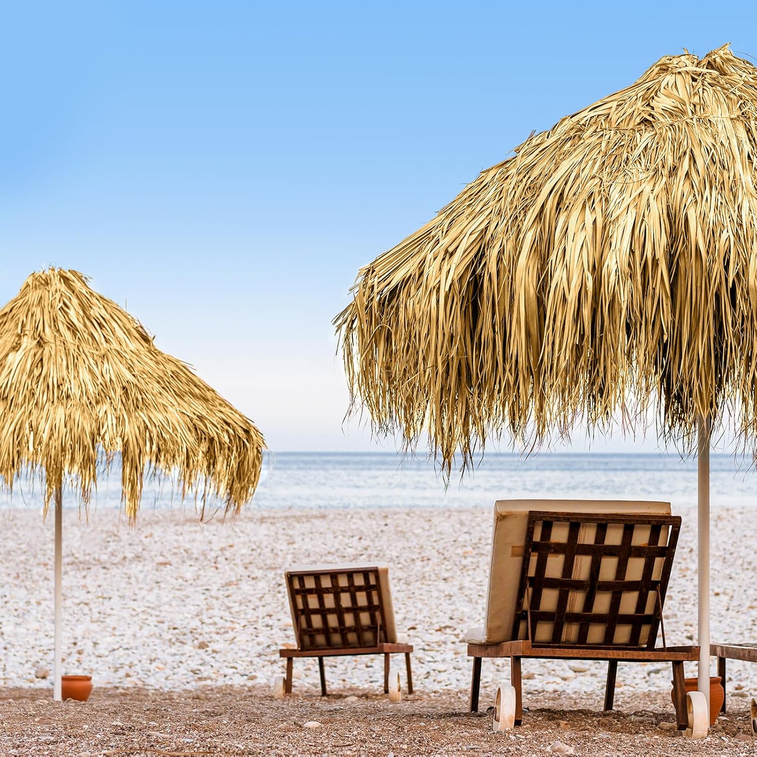 SEKKVY Tiki Hut Grass Roof, Mexican Style Palm Thatch Rolls, Artificial Palapa Thatch Roofing for Tiki Bar, Duck Blind Grass for Garden Umbrella Luau Party Decoration (Yellow, 16" x 197")