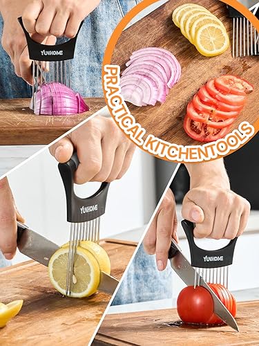 Miniatura 8 de Cortador de cebolla de acero inoxidable para cortar y almacenar cebollas, tomate, huevos, frutas y verduras, artículos esenciales para el hogar y