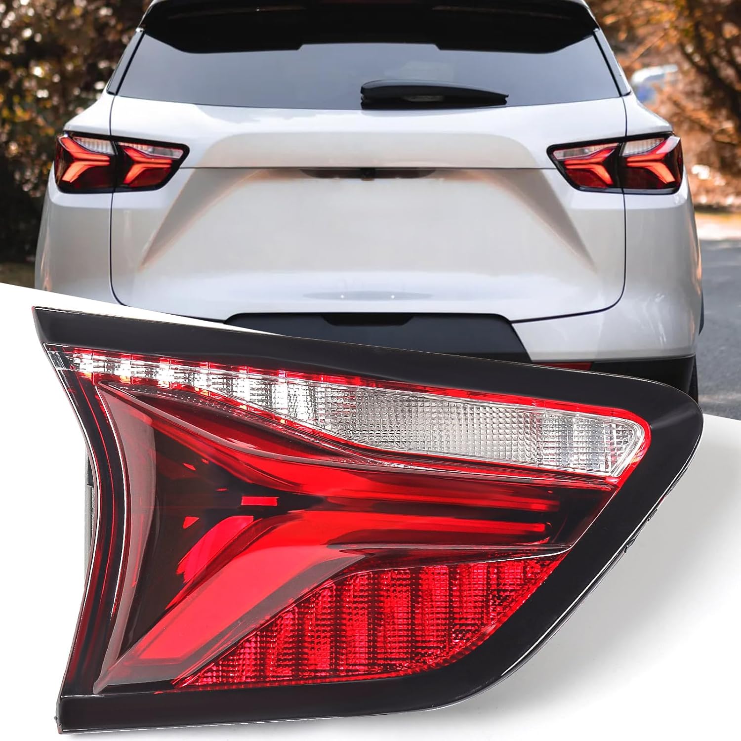Huray Left Outer LED Tail Light Fit for Chevy Blazer 2019-2022 LH Taillight Tail lamp Rear Brake Lamp Assembly Replacement Accessory Replacement for GM2804141 (Driver Side)