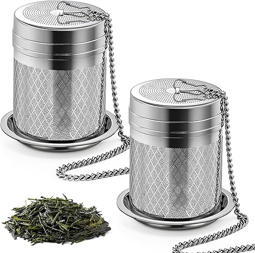 Vista 28 de Infusor de té de acero inoxidable 18/8 extra fino con gran capacidad y tamaño perfecto con asas dobles para colgar en teteras, tazas, tazas
