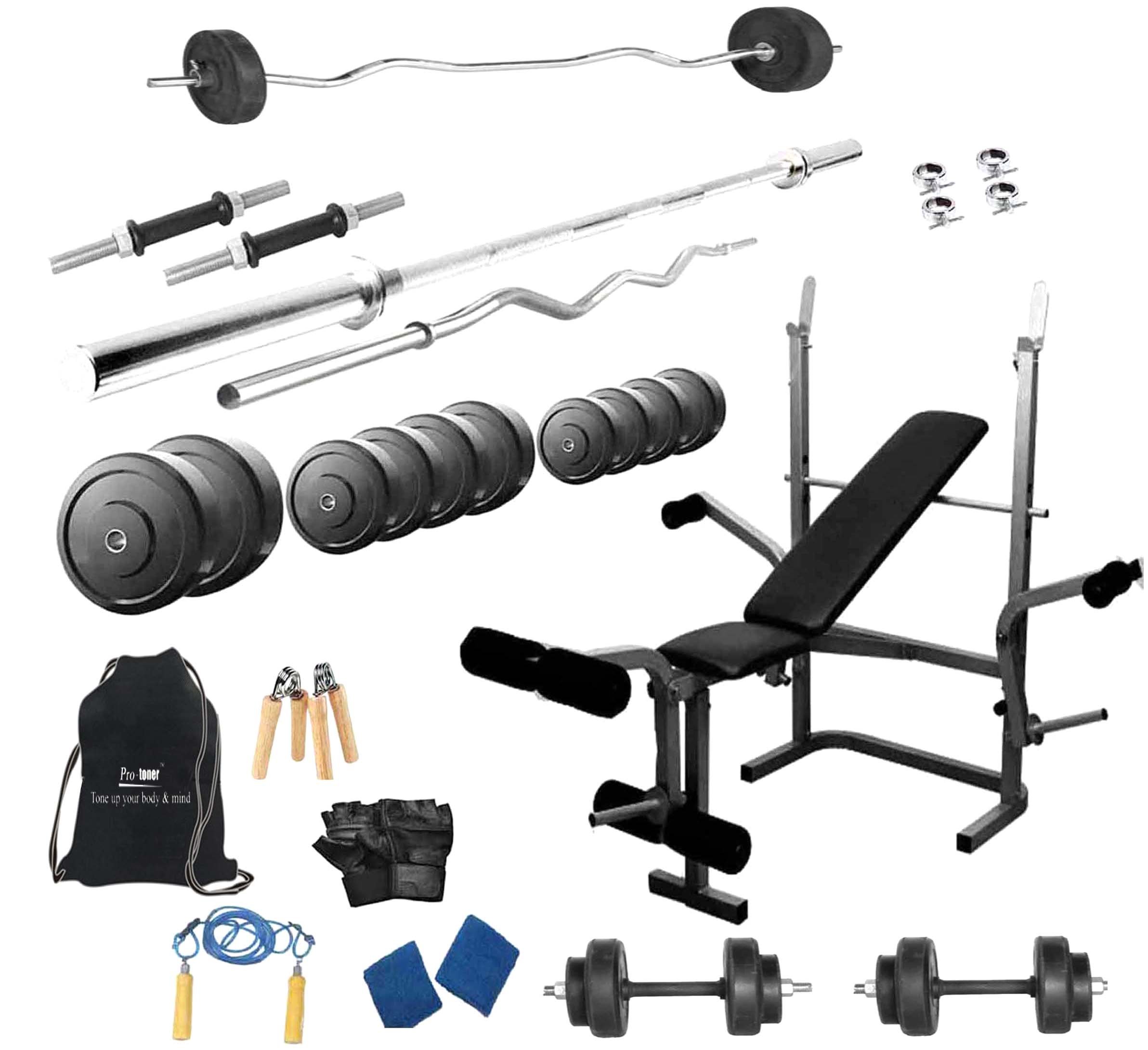 PROTONER 62 KGS with 4 Rods + 5 in 1 Bench Bench Home Gym Package with Bag-picture-16