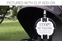 Vista 2 de Three Little Tots Paquete de dos señales de asiento de coche y cochecito de bebé en blanco y negro sin tocar - Seguridad probada por CPSIA