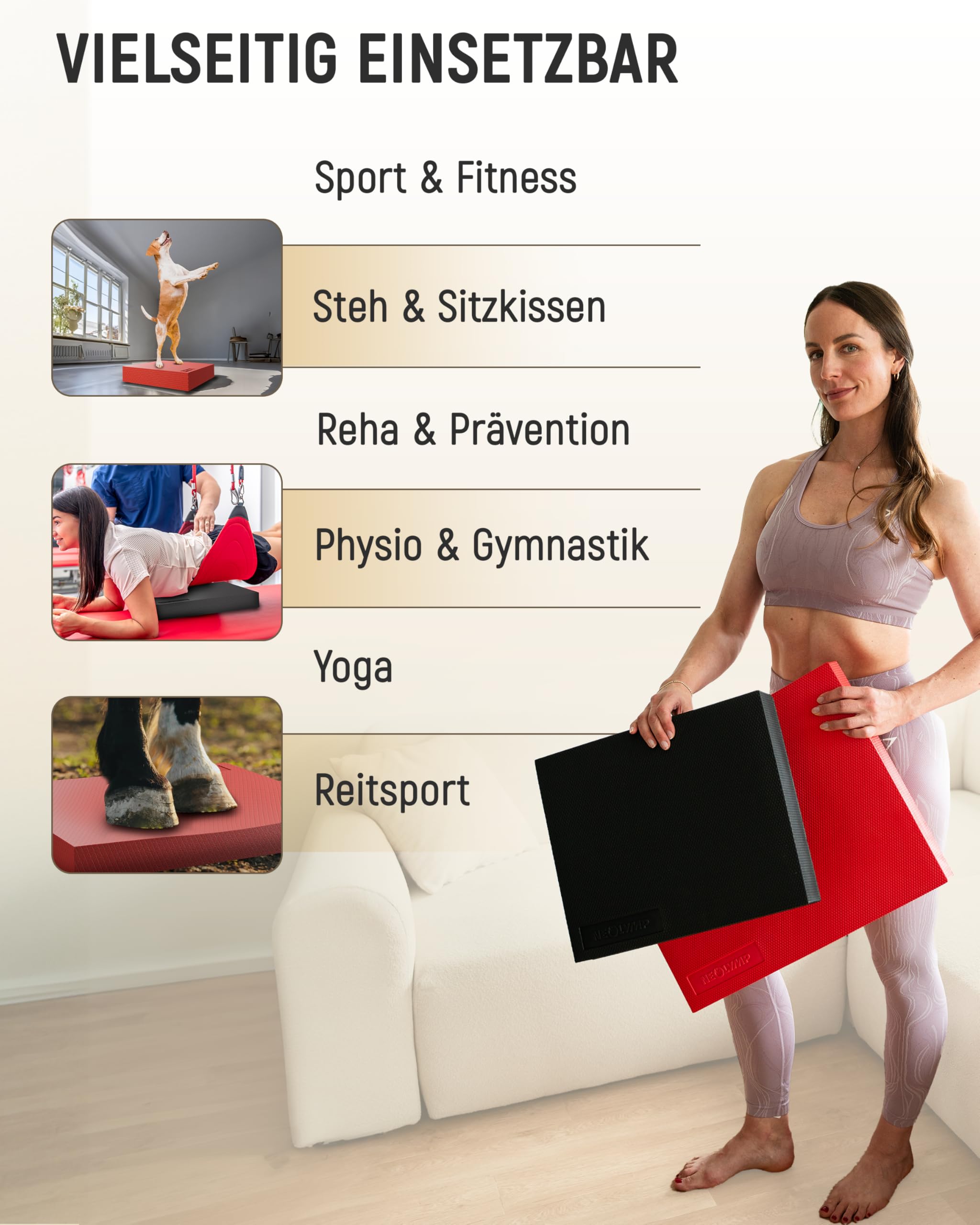 NEOLYMP Balance Pad - Rutschfestes Gleichgewichtstrainer für Physio & Reha - Balance Kissen Gelenkstärkend, Schweißfest, Elastisch - Ideal für Yoga, Gym & Zuhause - Balance Board Training