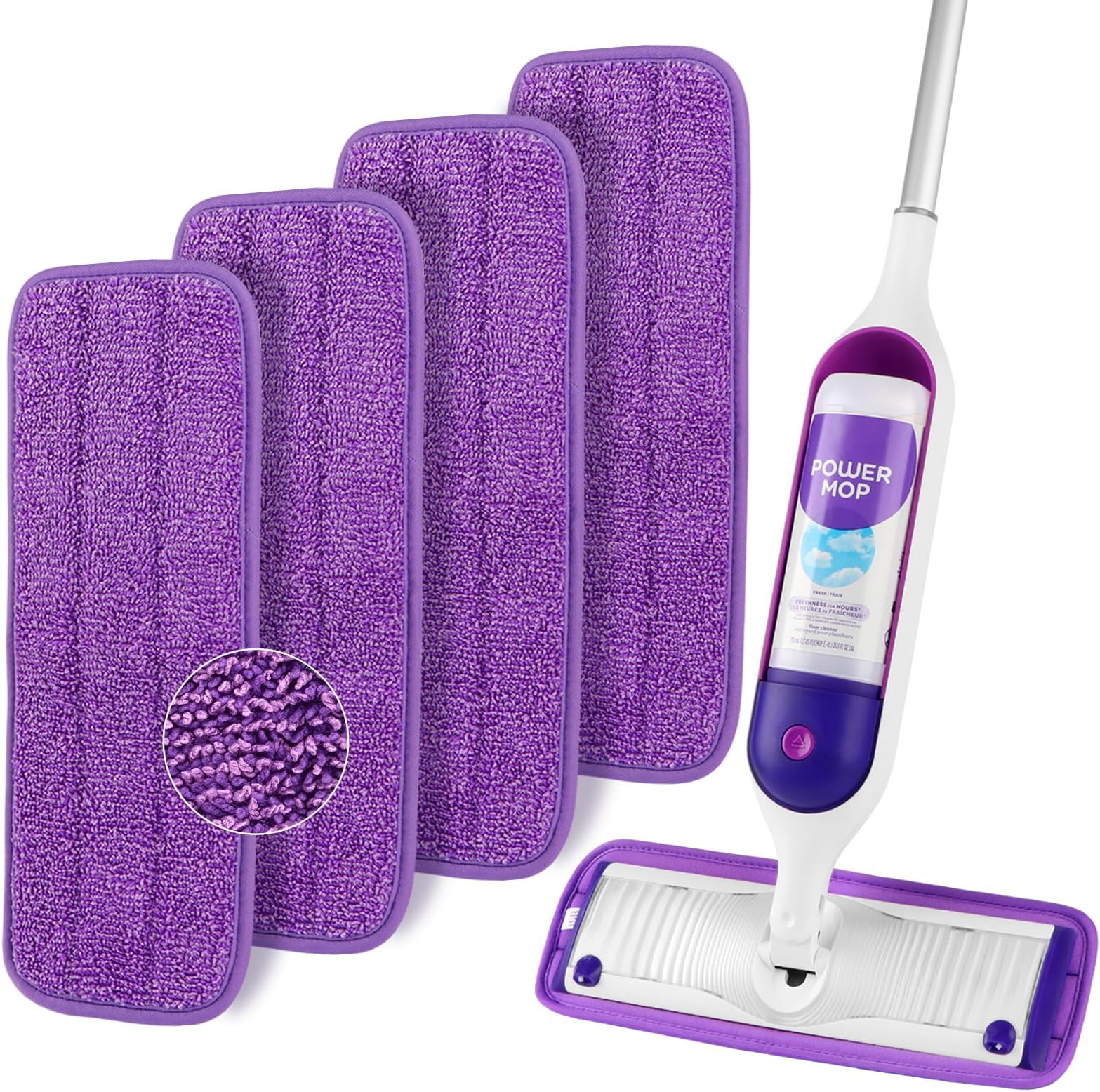 4 Pack Reusable Mop Refill Pads for Swiffer PowerMop, Power