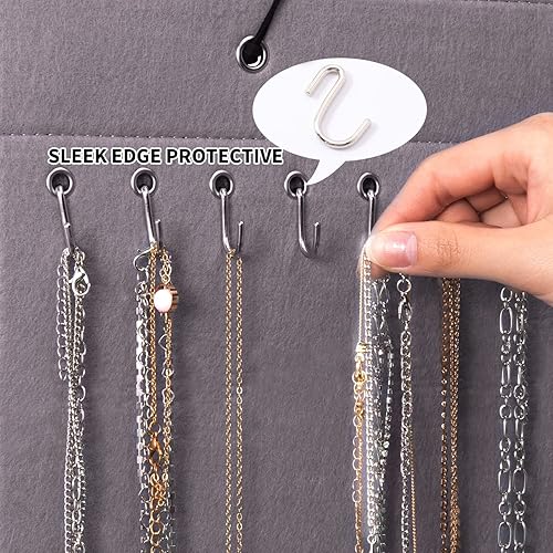 Miniatura 6 de Organizador de joyas colgante con 24 ganchos para colgar en la pared, para colgar en la puerta, armario, collar para pulsera, anillo y cadena,