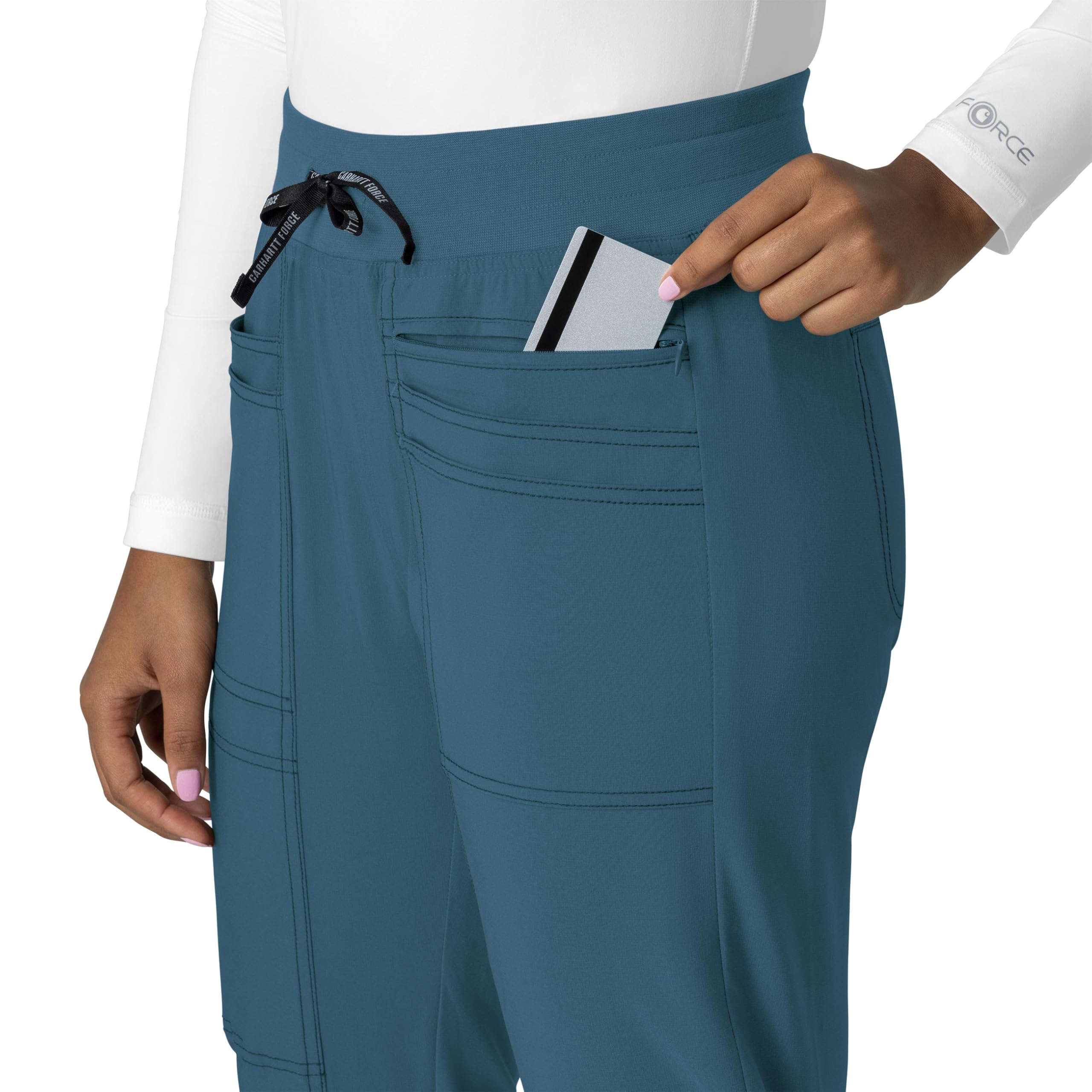 Carhartt Cross-Flex Scrubs for Women, Slim Leg Scrub Pant - Caribbean Blue, XS Petite