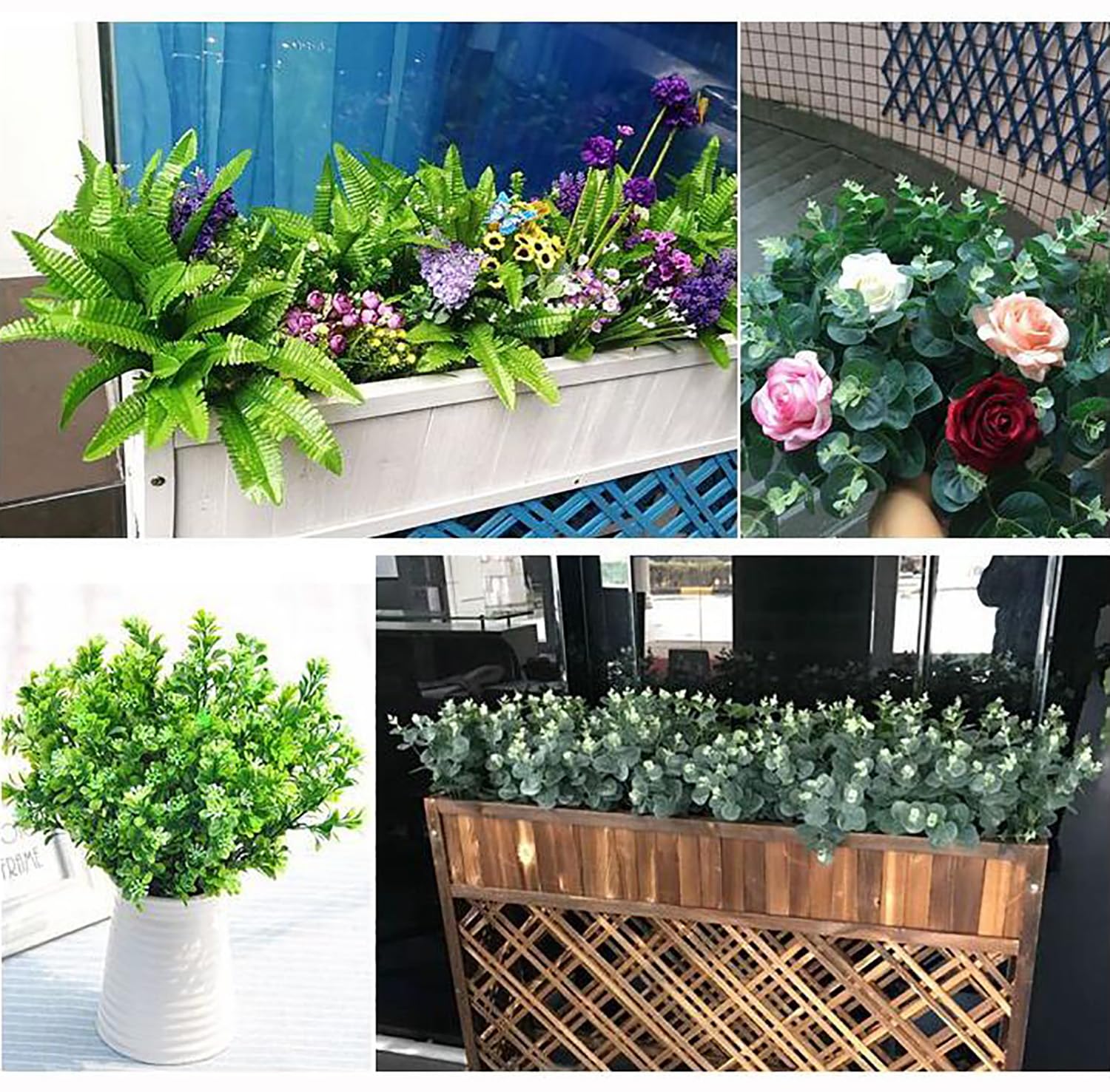 10 Stck Knstliche Farnbltter, Knstliche Pflanzen Im Freien Knstliche  Bsche UV-bestndige Knstliche Blumen Grne Strucher Knstliches Grn Fr  ...