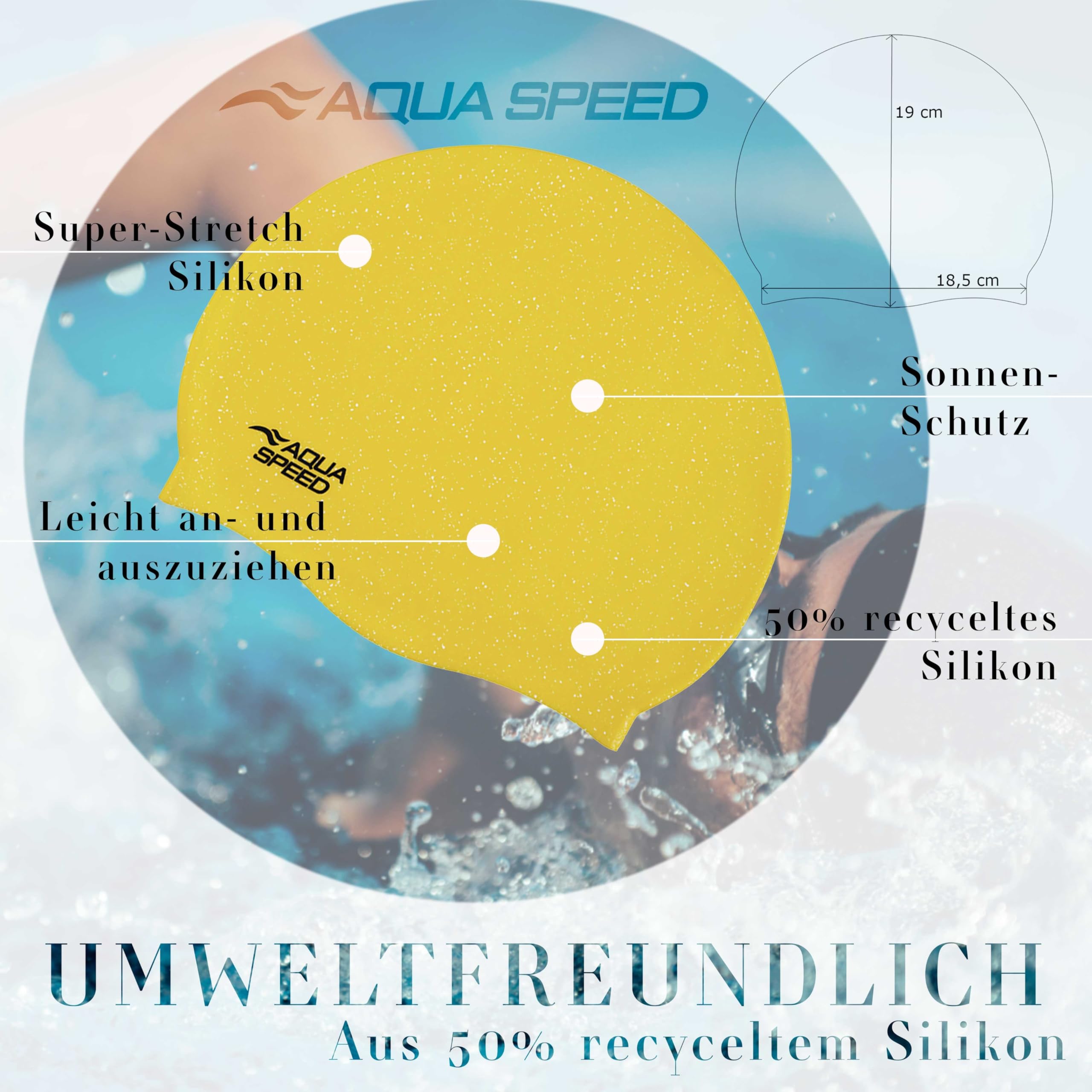 Aqua Speed RECO Swimming Cap 100% Recycled Silicone, RECO-18 - Image 2