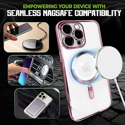 Miniatura 2 de Funda magnética de lujo para iPhone 15 Pro con protección completa de la cámara y compatible con MagSafe, funda transparente de lujo para mujeres y