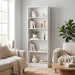 HOMCOM 5-Tier Bookcase, Storage Bookshelf with Adjustable Shelves, Display Shelves for Living Room, Home Office, White