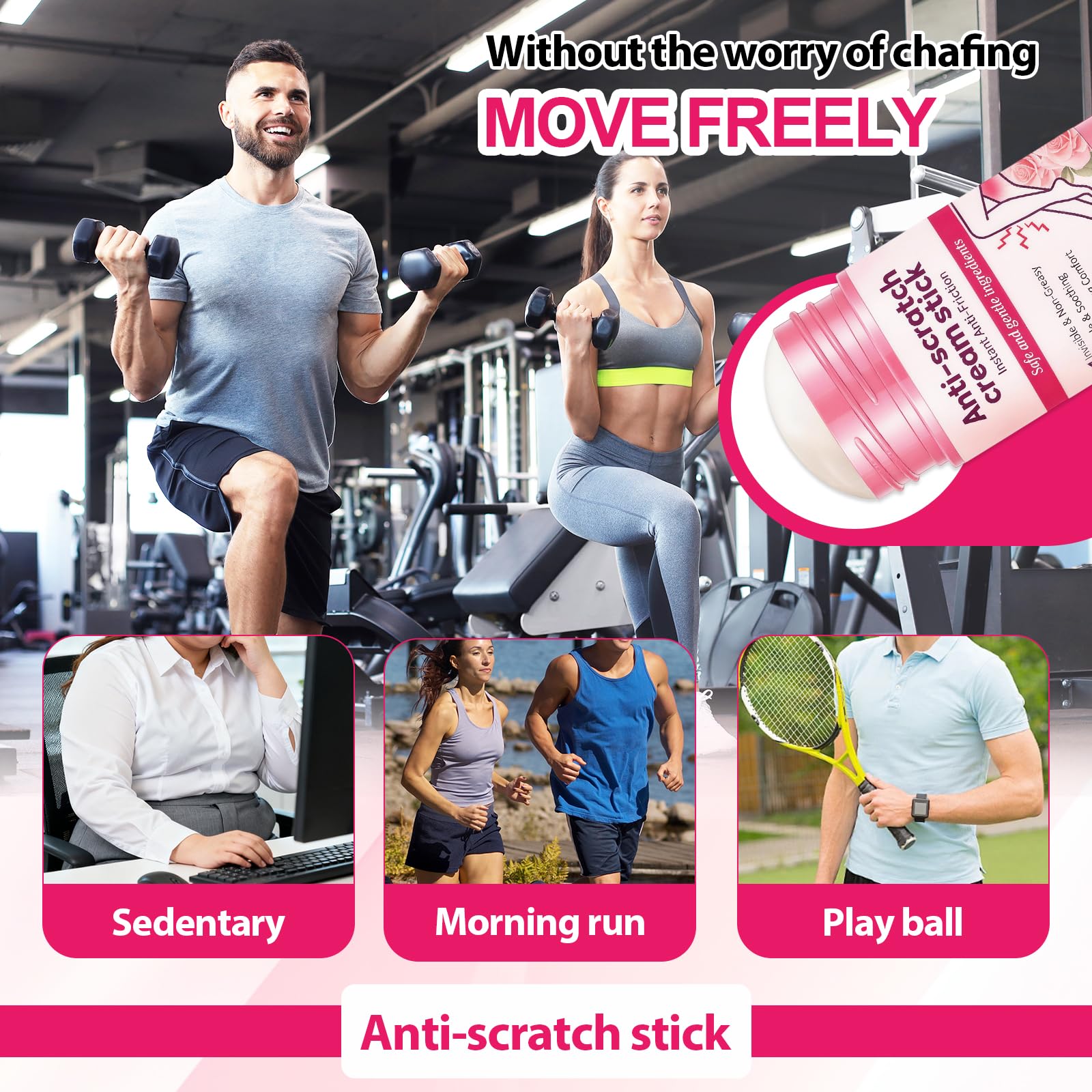 50g Stick Anti Frottement Cuisse, Anti Friction Stick, Crème Anti-friction pour Cuisses, ProtèGe Contre Le Frottement Des Cuisses, ImperméAble, Pour Les Sportifs Et Les Coureurs