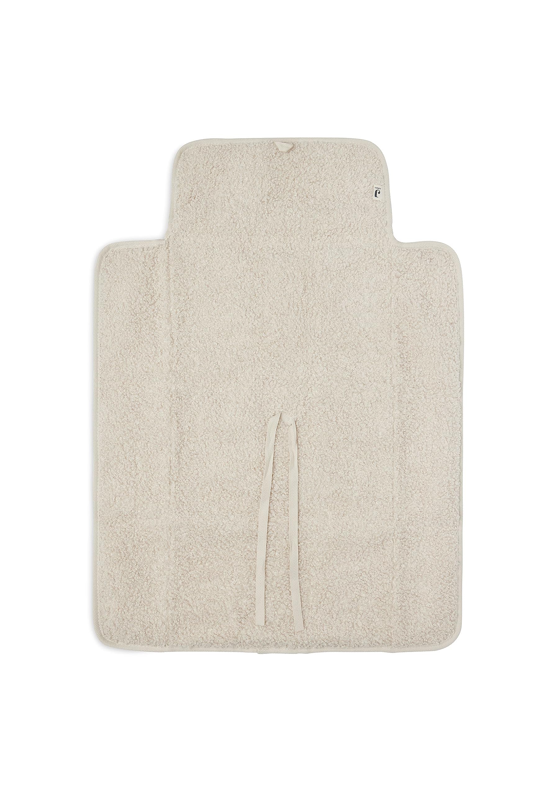 Jollein Tapis à langer bébé – Bouclé – Tapis à langer de voyage pliable – 71x50 cm – Doux, Déperlant & Lavable – Avec liens – Idéal pour les déplacements – Couleur Naturel