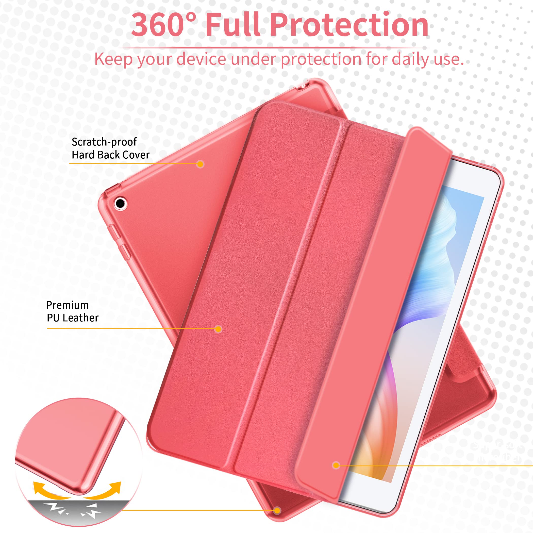 EasyAcc Custodia Compatibile con iPad 9.7 2018 iPad 6/2017 iPad 5, Custodia Smart Cover Posteriore Opaca Traslucida per iPad da 9,7 Pollici A1822 A1823 A1954 A1893,Anguria rossa