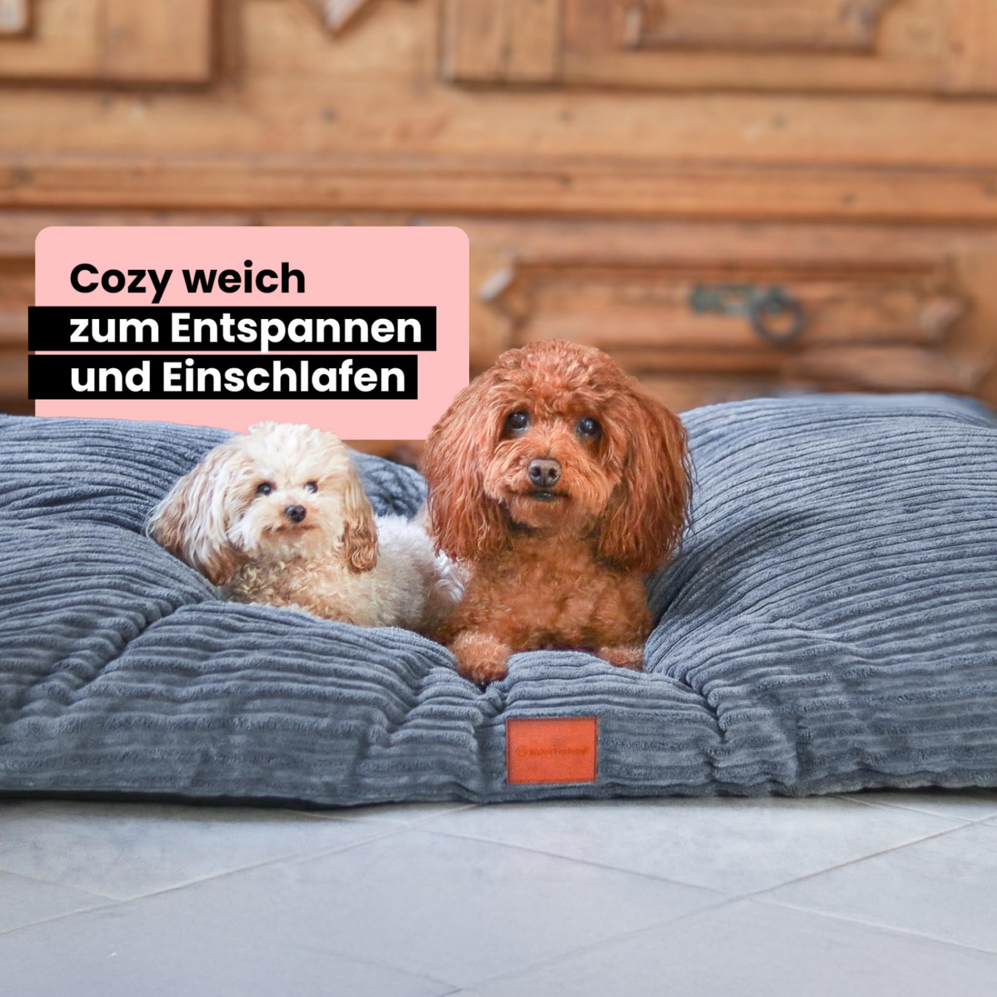 WahreTierliebe® Cozy Hundebett, Premium Hundekissen, Orthopädischer Komfort, Waschbar & Pflegeleicht, Strapazierfähiger Bezug, Perfekt für Zuhause und unterwegs