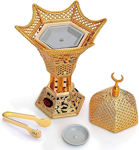 Miniatura 3 de AM Quemador de incienso eléctrico regulador, temperatura ajustable y temporizador, quemador de Oud para Bakhoor, incienso, resina, diseño seguro sin