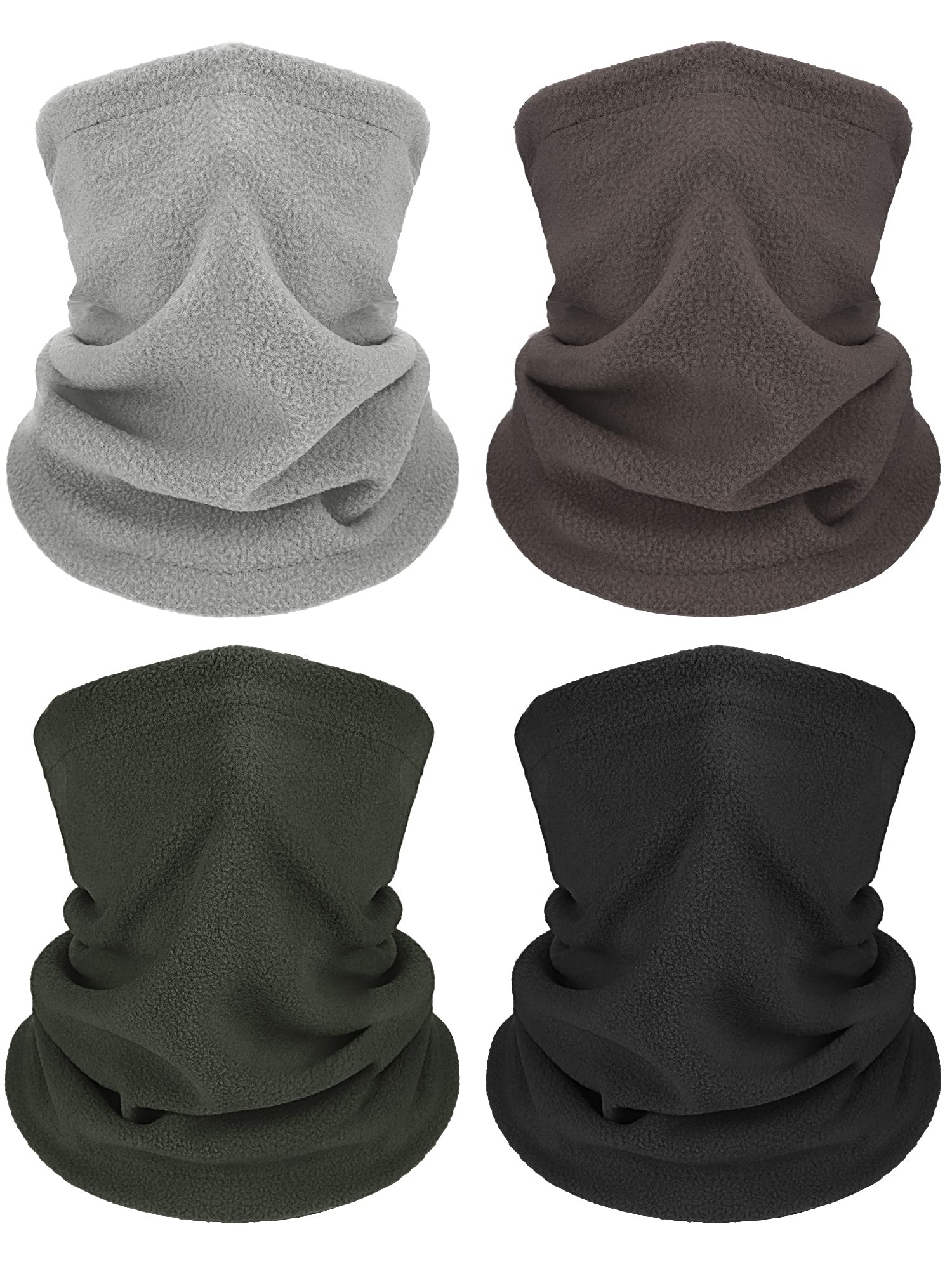 Geyoga4 Pieces Kids Winter Neck Warmers Fleece Gaiter Windproof Cuellos Cover