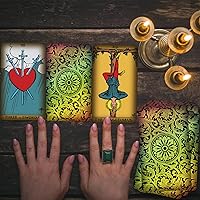 Vista 2 de Smoostart 78 cartas de tarot holográficas con guía, baraja de cartas de tarot clásicas para principiantes y jugadores profesionales, juego de contar