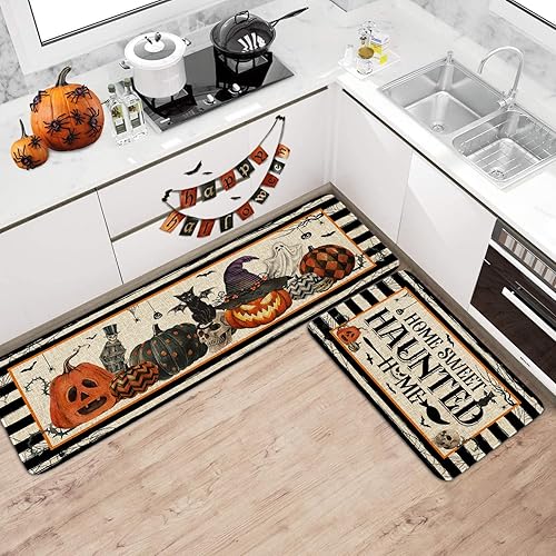 Miniatura 2 de Juego de 2 tapetes de cocina de Halloween, decoración de cocina de Halloween, decoración de cocina de Halloween, decoración del hogar