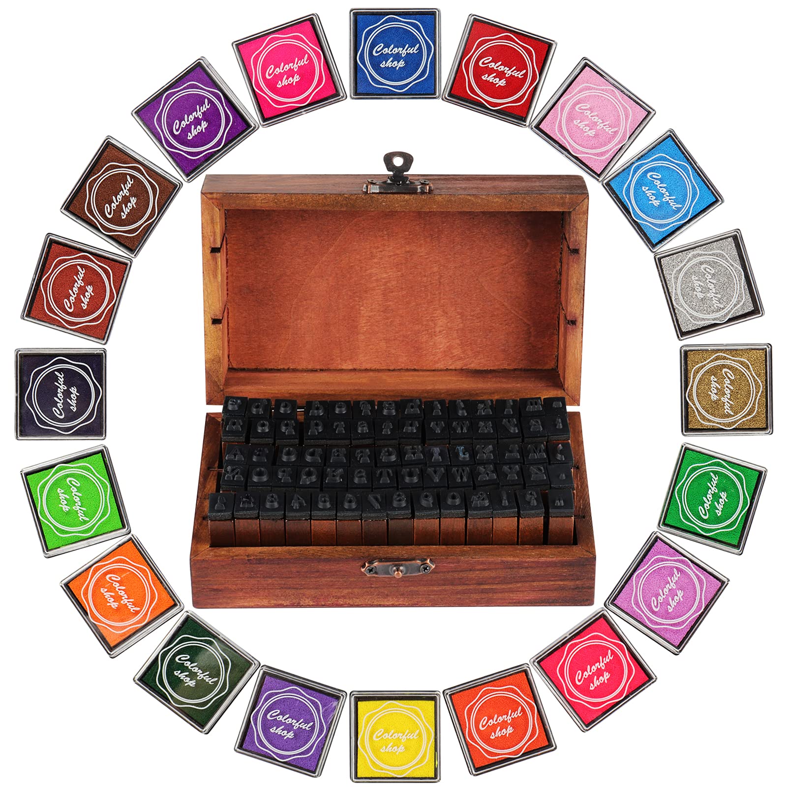 Buy Coopay Typewriter Alphabet Wooden Stamps 90 Pack, Rubber Stamp Set