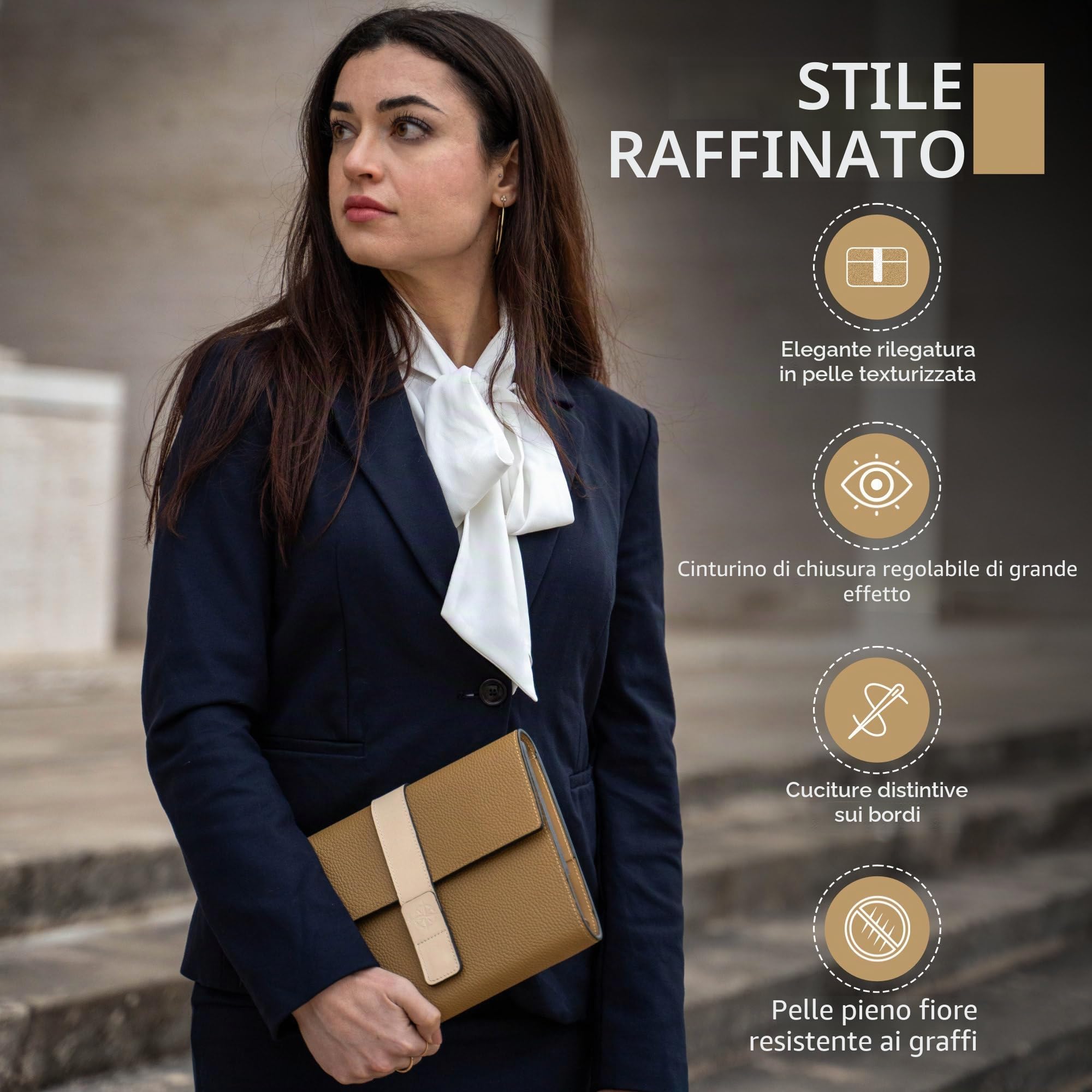 Wanderings Raccoglitore A5 a 6 Anelli in Pelle – Con Tasche Interne | Vera Pelle Pieno Fiore | Planner Non Datato 52 Settimane | Elegante, Ricaricabile e Funzionale