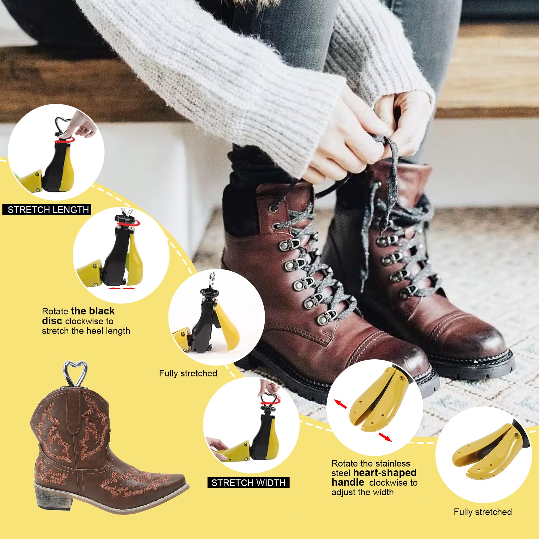 Estiradores de botas para botas de vaquero, zapatos de cuero, estirador de zapatos para hombres y mujeres, expansor de zapatos