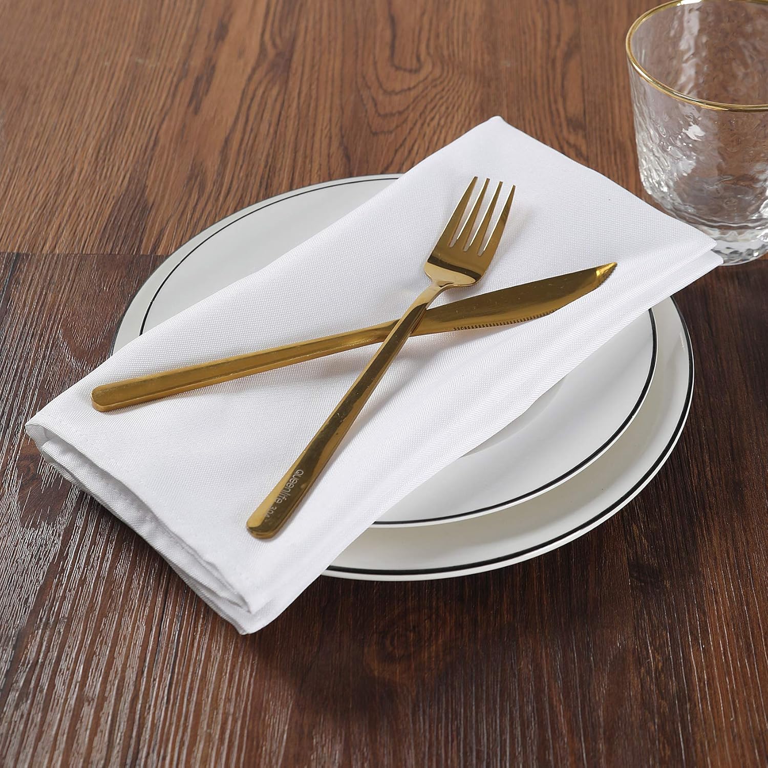 Cloth Napkins 17x17 inch Washable Polyester Dinner Napkins Soft Table Napkins for Wedding Party Dining Banquet(White,100PCS)