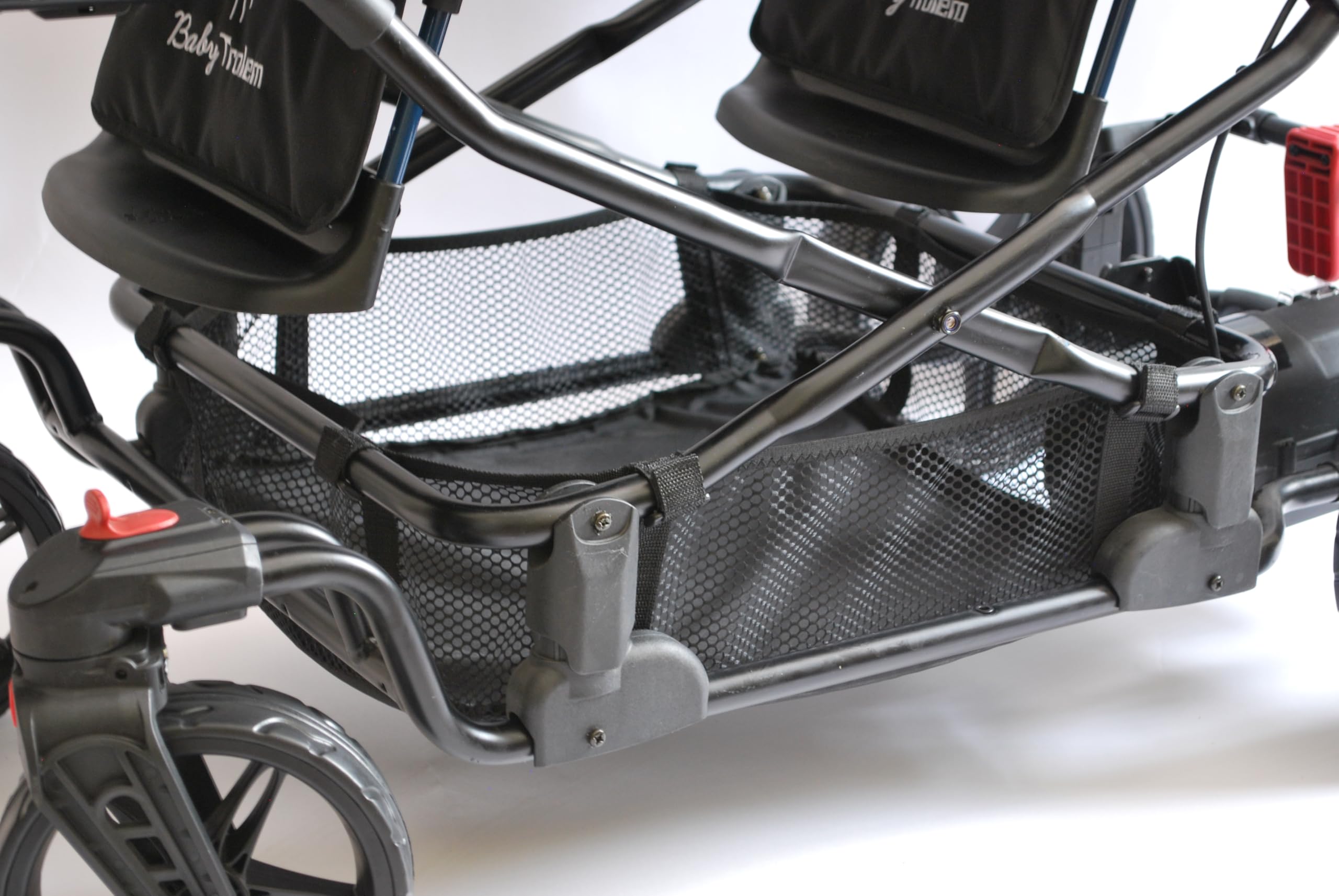 Poussette électrique pliable et modulable 2-3 places (0-4 ans) – moteur et batterie rechargeable, frein parking, écran de contrôle, sac isotherme & bracelet de sécurité