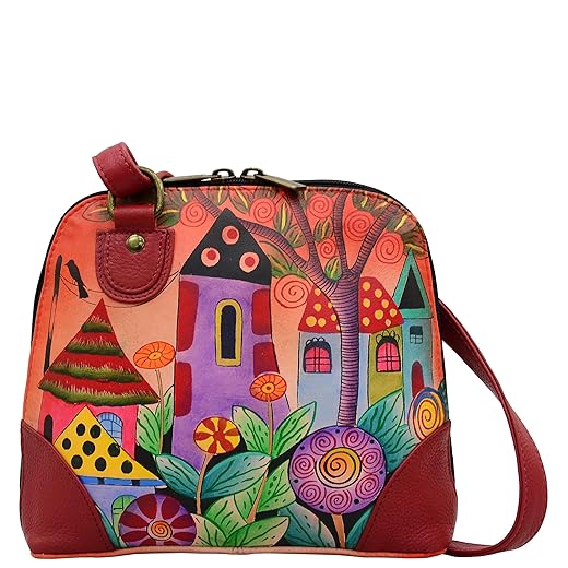 Anna by Anuschka Women's Hand Painted Leather Small Multi Compartment Zip-Around Organizer, Village of Dreams