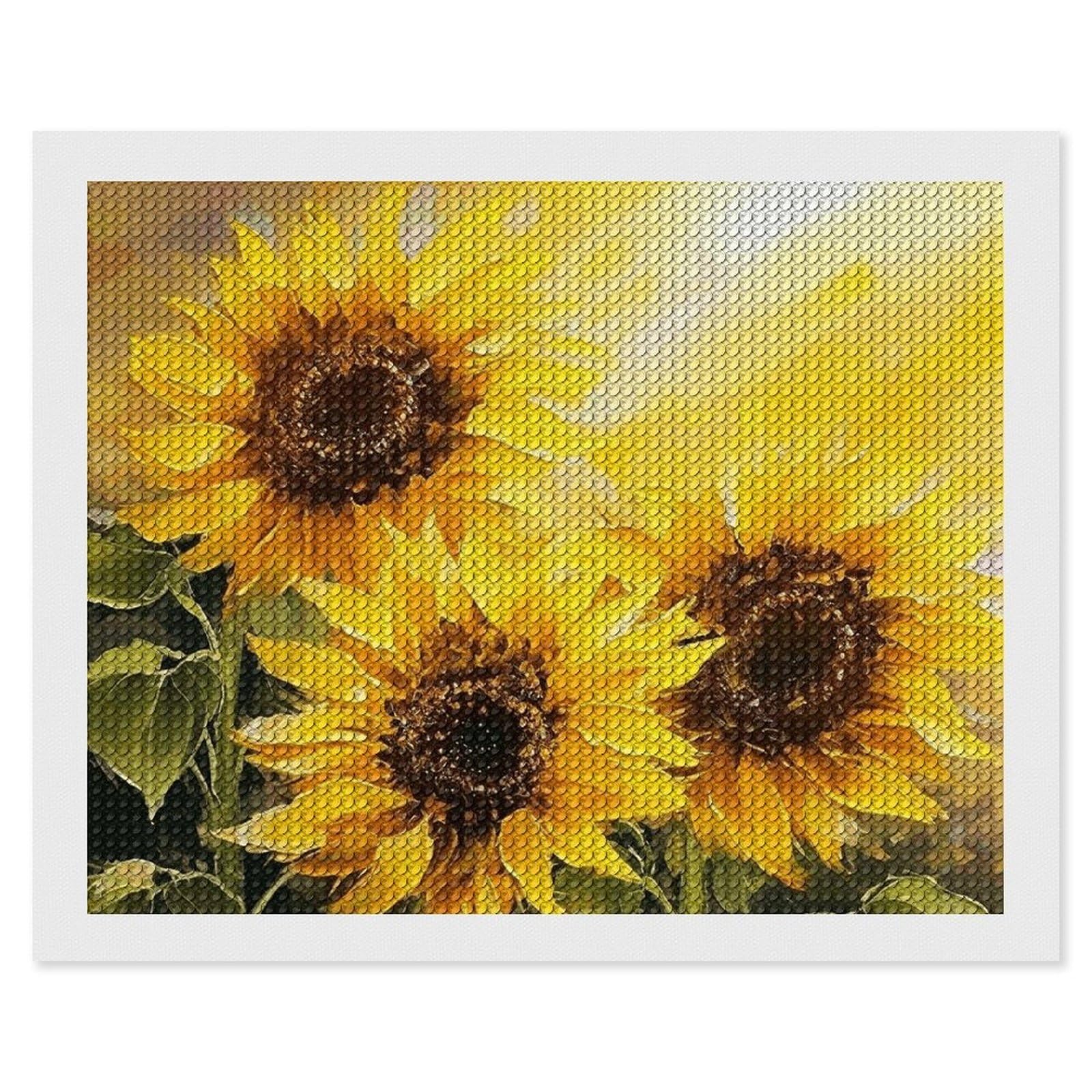 NONHAI Diamond Painting Kits for Adults - DIY Diamond Art Kits for Beginners - Full 5D Paint Drill Diamond Dots Paintings- Yellow Sunflowers Diamonds Pictures Gem Art and Craft Wall Decor 16"x20"